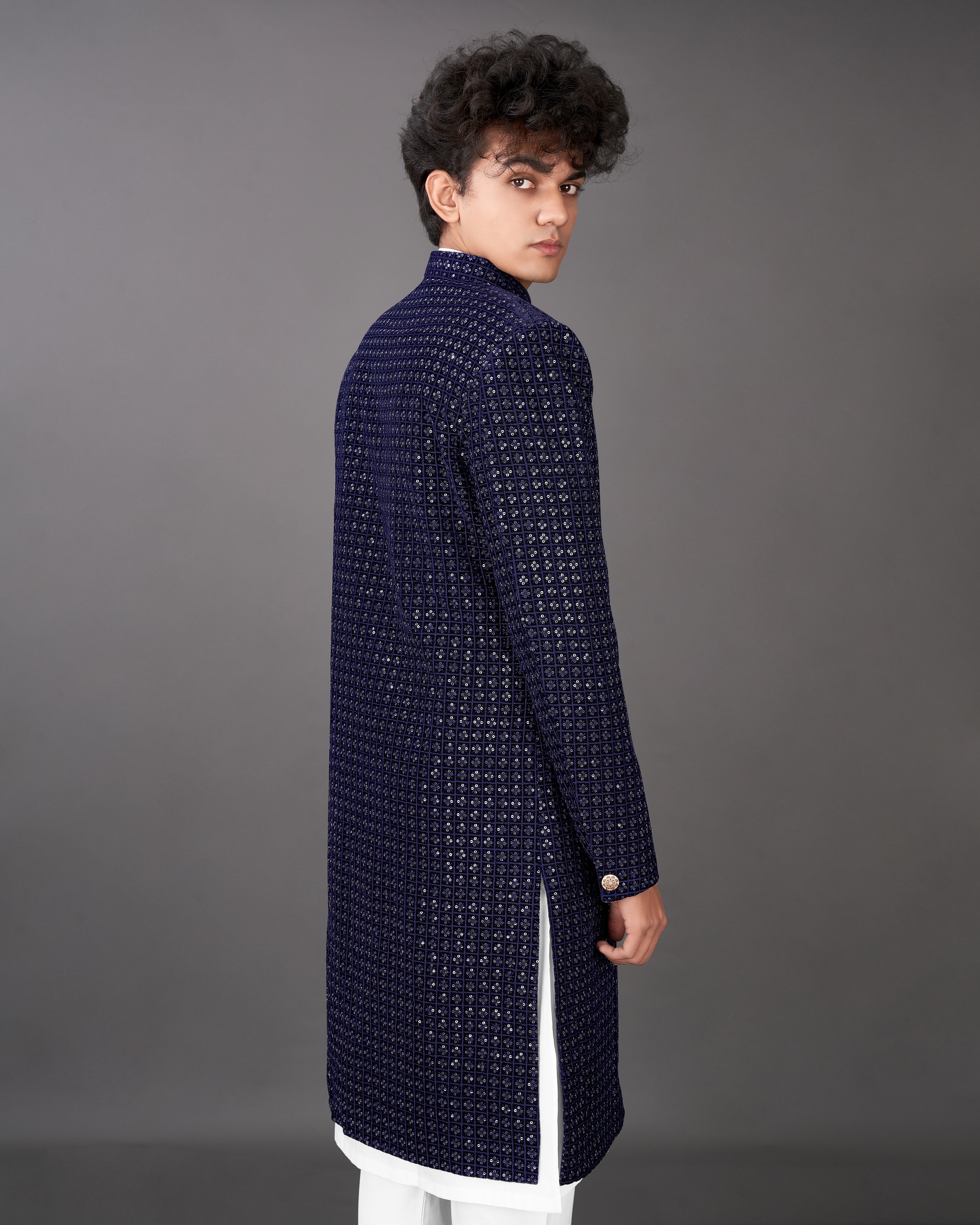 Haiti Navy Blue Embroidered Sherwani with Kurta and Pants Set SH025-SRW30-36, SH025-SRW30-38, SH025-SRW30-40, SH025-SRW30-42, SH025-SRW30-44, SH025-SRW30-46, SH025-SRW30-48, SH025-SRW30-50, SH025-SRW30-52, SH025-SRW30-54, SH025-SRW30-56, SH025-SRW30-58, SH025-SRW30-60