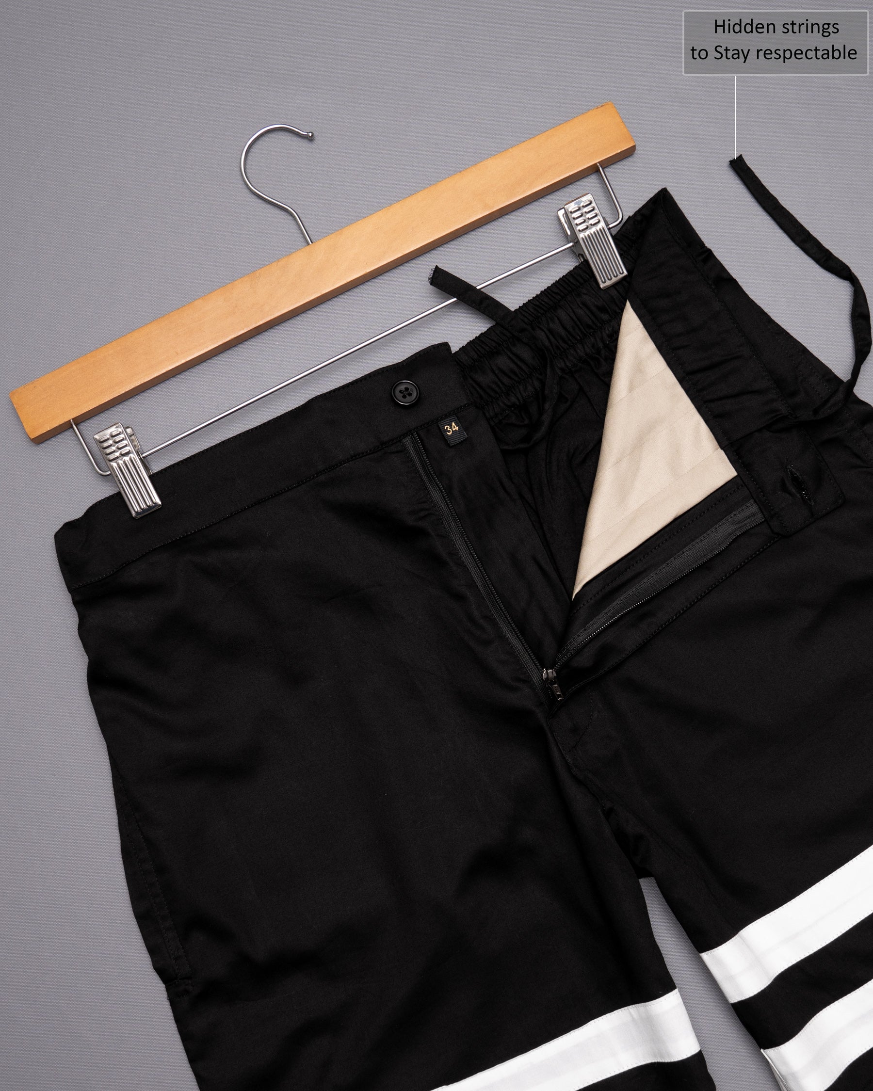 Jade Black with White Striped Designer Premium Cotton Shorts SR111-28, SR111-30, SR111-32, SR111-34, SR111-36, SR111-38, SR111-40, SR111-42, SR111-44