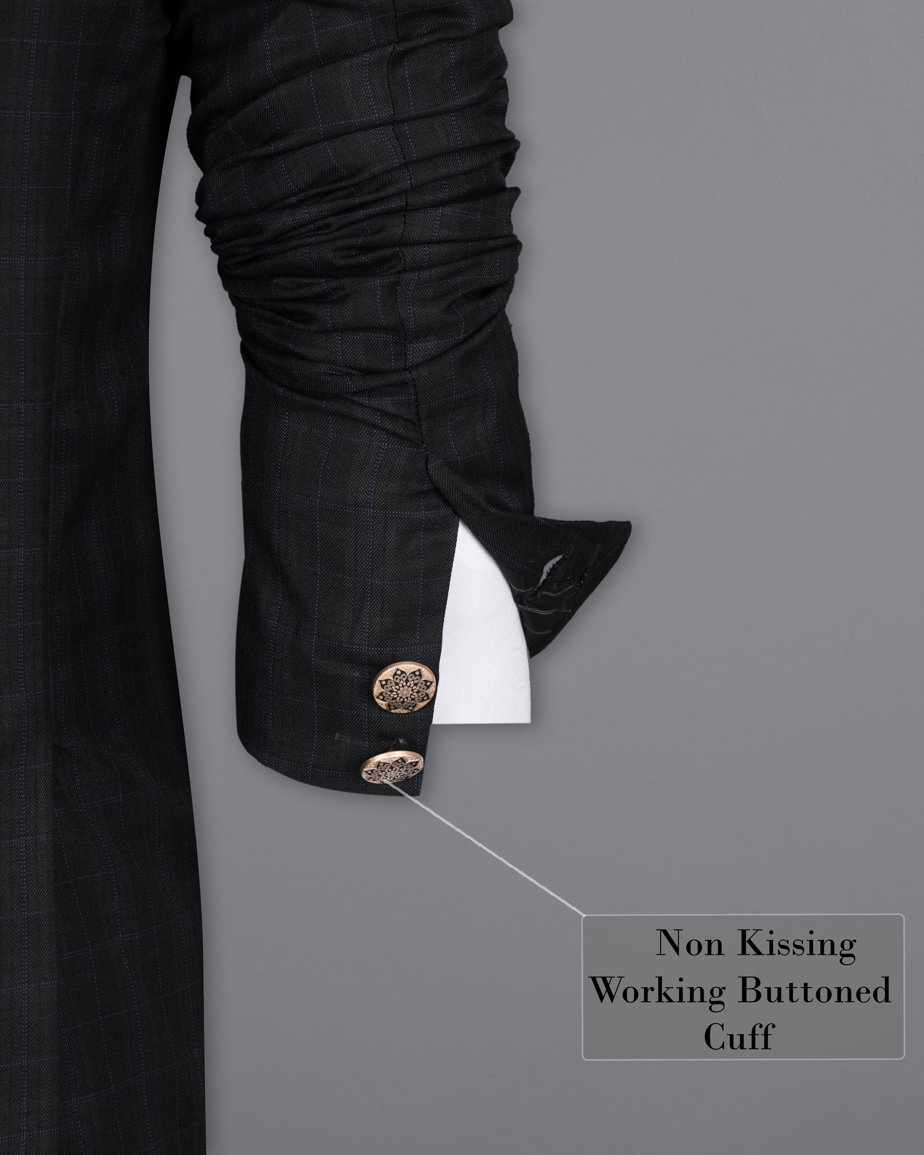 Mine Shaft Black Plaid Cross Buttoned Bandhgala Wool Rich Suit ST1387-CBG-36, ST1387-CBG-38, ST1387-CBG-40, ST1387-CBG-42, ST1387-CBG-44, ST1387-CBG-46, ST1387-CBG-48, ST1387-CBG-50, ST1387-CBG-52, ST1387-CBG-54, ST1387-CBG-56, ST1387-CBG-58, ST1387-CBG-60