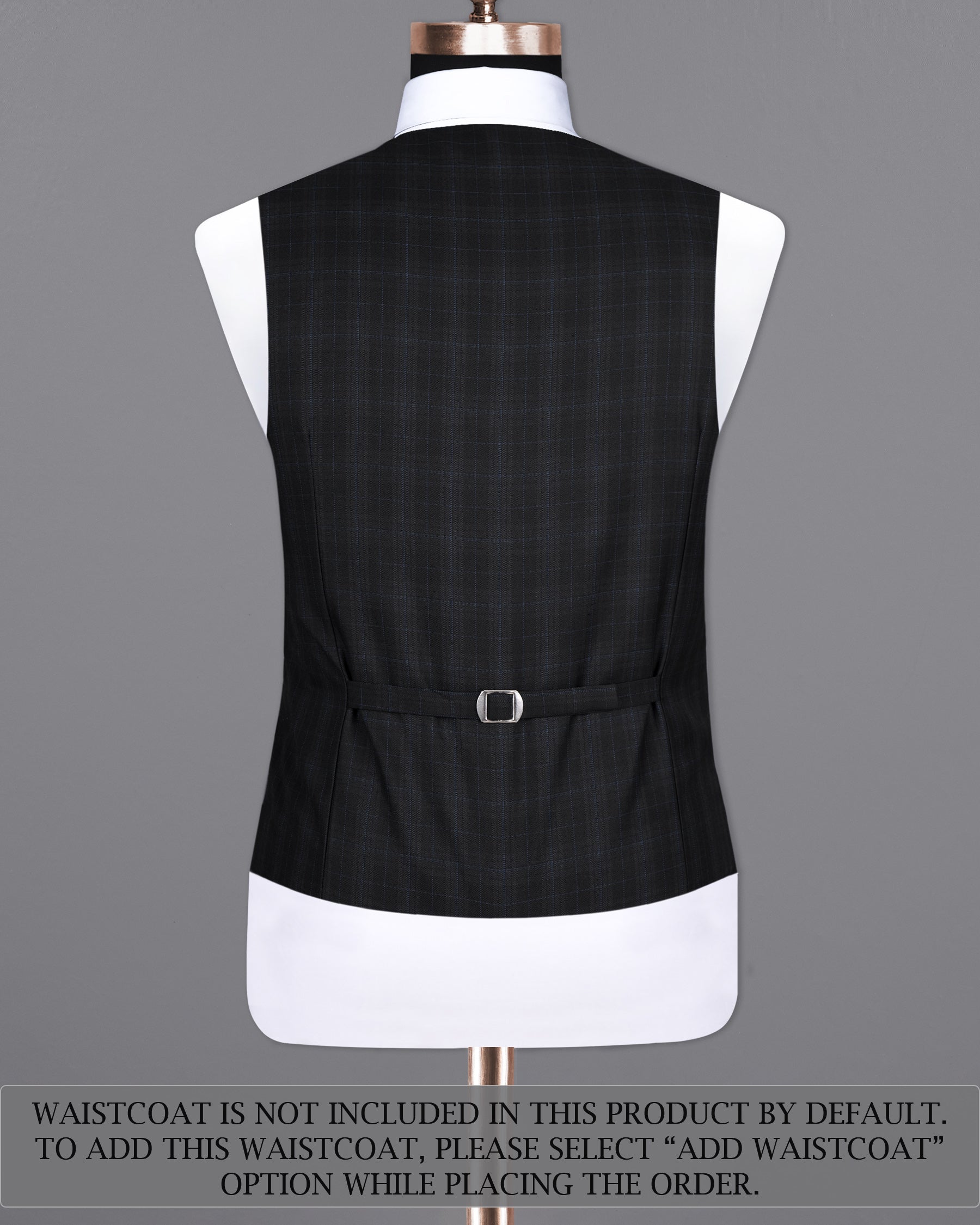 Mine Shaft Black Plaid Cross Placket Bandhgala Wool Rich Suit