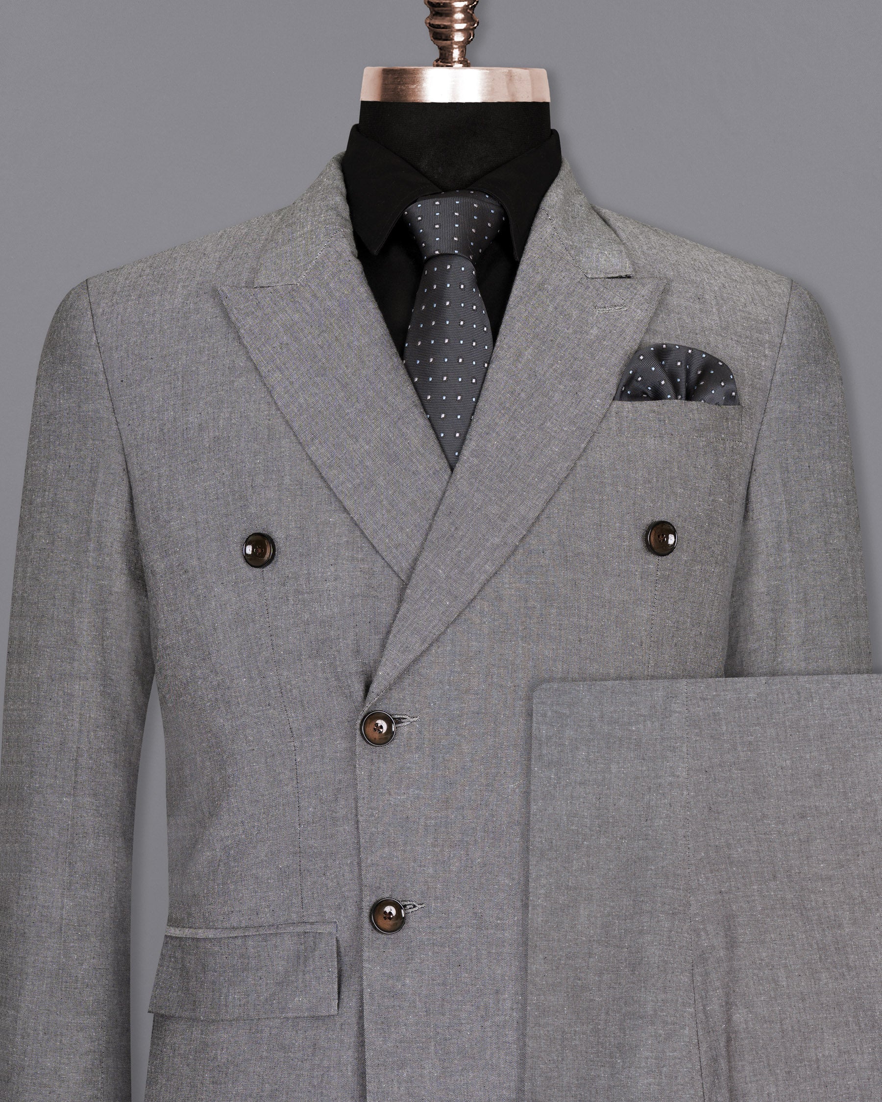 Mountain Mist Grey DouSTe Breasted Luxurious Linen Suit ST1457-DB-36,ST1457-DB-38,ST1457-DB-40,ST1457-DB-42,ST1457-DB-44,ST1457-DB-46,ST1457-DB-48,ST1457-DB-50,ST1457-DB-52,ST1457-DB-54,ST1457-DB-56,ST1457-DB-58,ST1457-DB-60