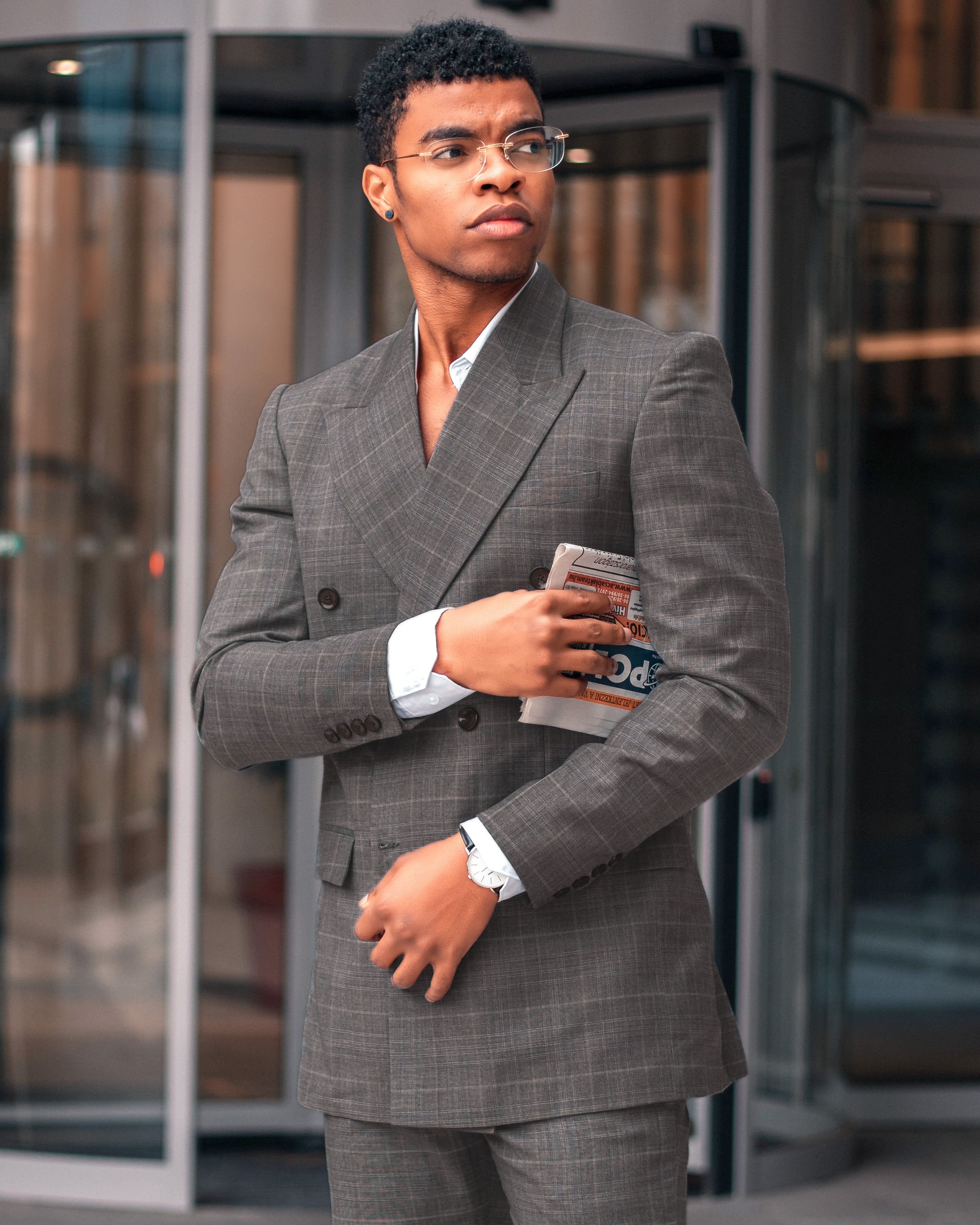 Chicago Grey Windowpane Woolrich Double Breasted Suit