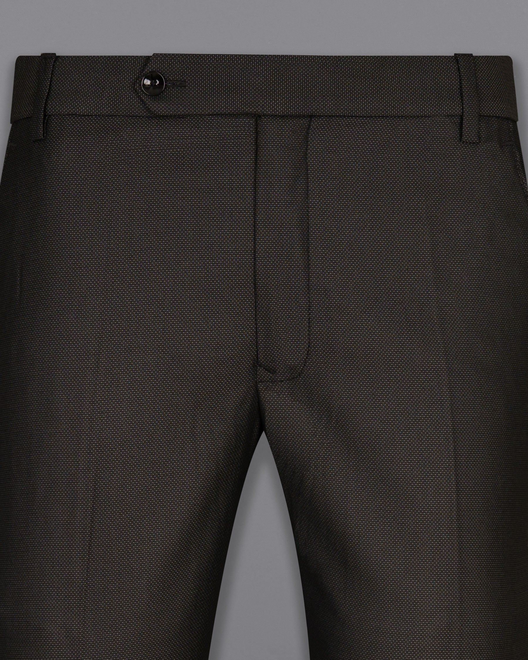 Dark Brown Cross Placket Wool Rich Bandhgala Suit