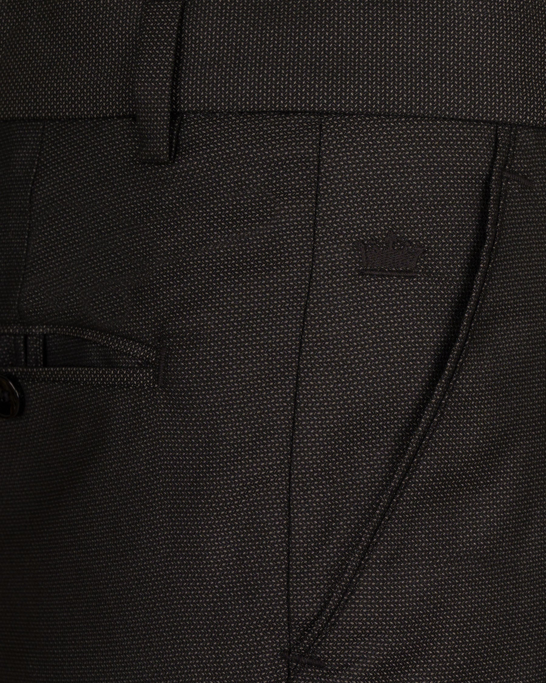 Dark Brown Cross Placket Wool Rich Bandhgala Suit