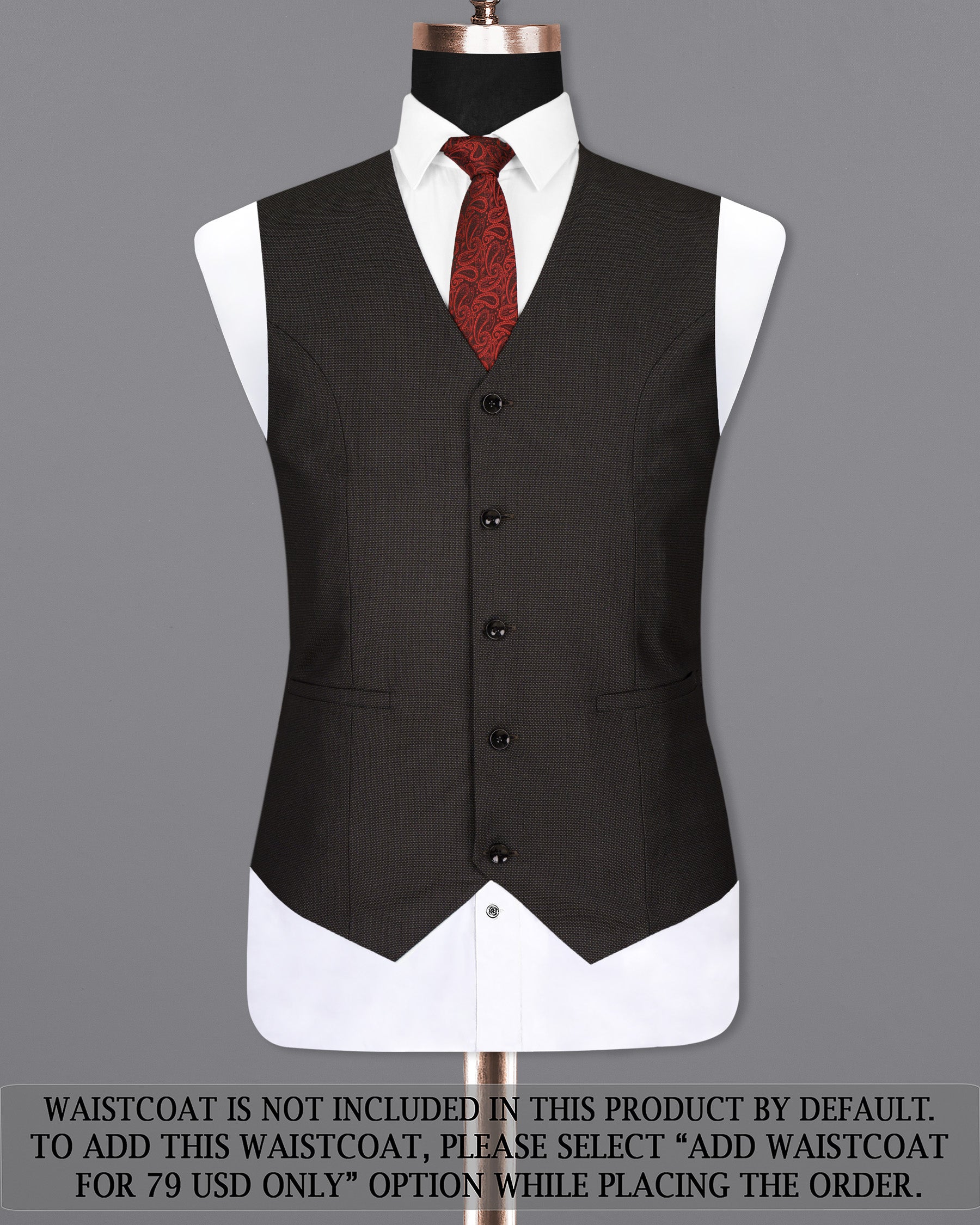 Dark Brown Cross Placket Wool Rich Bandhgala Suit