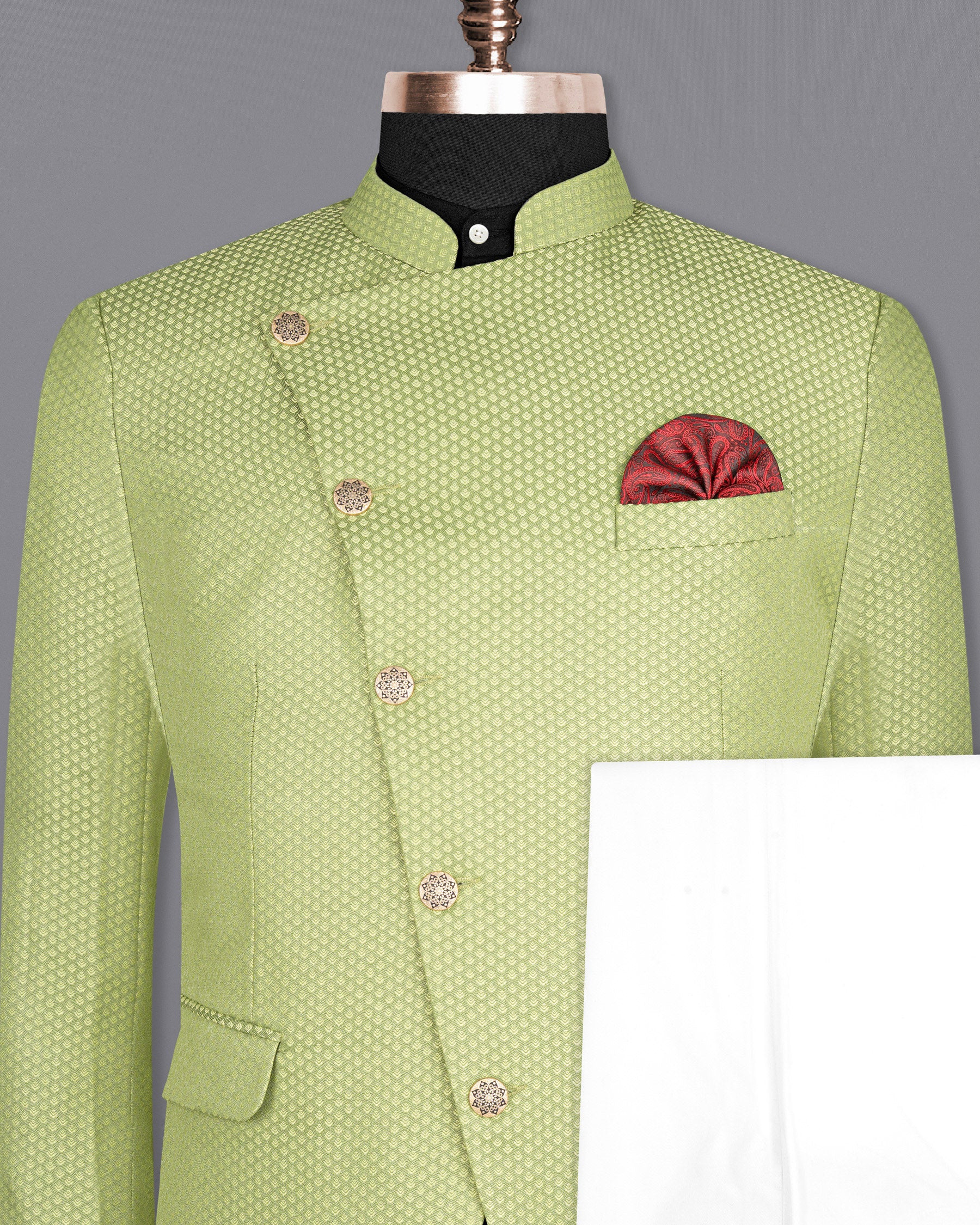Olivine Green Cross Buttoned Bandhgala Designer Suit ST1674-CBG-38, ST1674-CBG-H-38, ST1674-CBG-39, ST1674-CBG-H-39, ST1674-CBG-40, ST1674-CBG-H-40, ST1674-CBG-42, ST1674-CBG-H-42, ST1674-CBG-44, ST1674-CBG-H-44, ST1674-CBG-46, ST1674-CBG-H-46, ST1674-CBG-48, ST1674-CBG-H-48, ST1674-CBG-50, ST1674-CBG-H-50, ST1674-CBG-52, ST1674-CBG-H-52