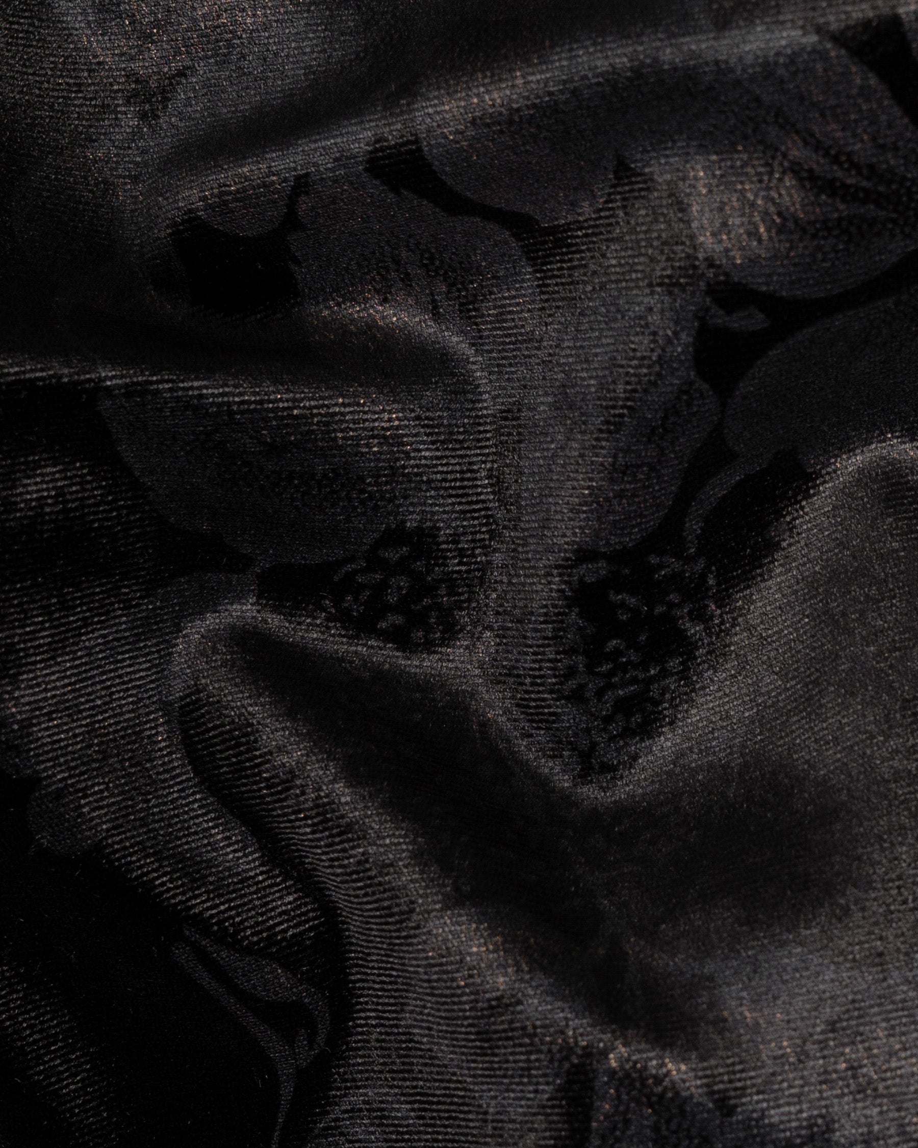 Jade Black Damask Inspired velvet Designed Cross-Buttoned Bandhgala Suit ST1804-CBG-36, ST1804-CBG-38, ST1804-CBG-40, ST1804-CBG-42, ST1804-CBG-44, ST1804-CBG-46, ST1804-CBG-48, ST1804-CBG-50, ST1804-CBG-52, ST1804-CBG-54, ST1804-CBG-56, ST1804-CBG-58, ST1804-CBG-60