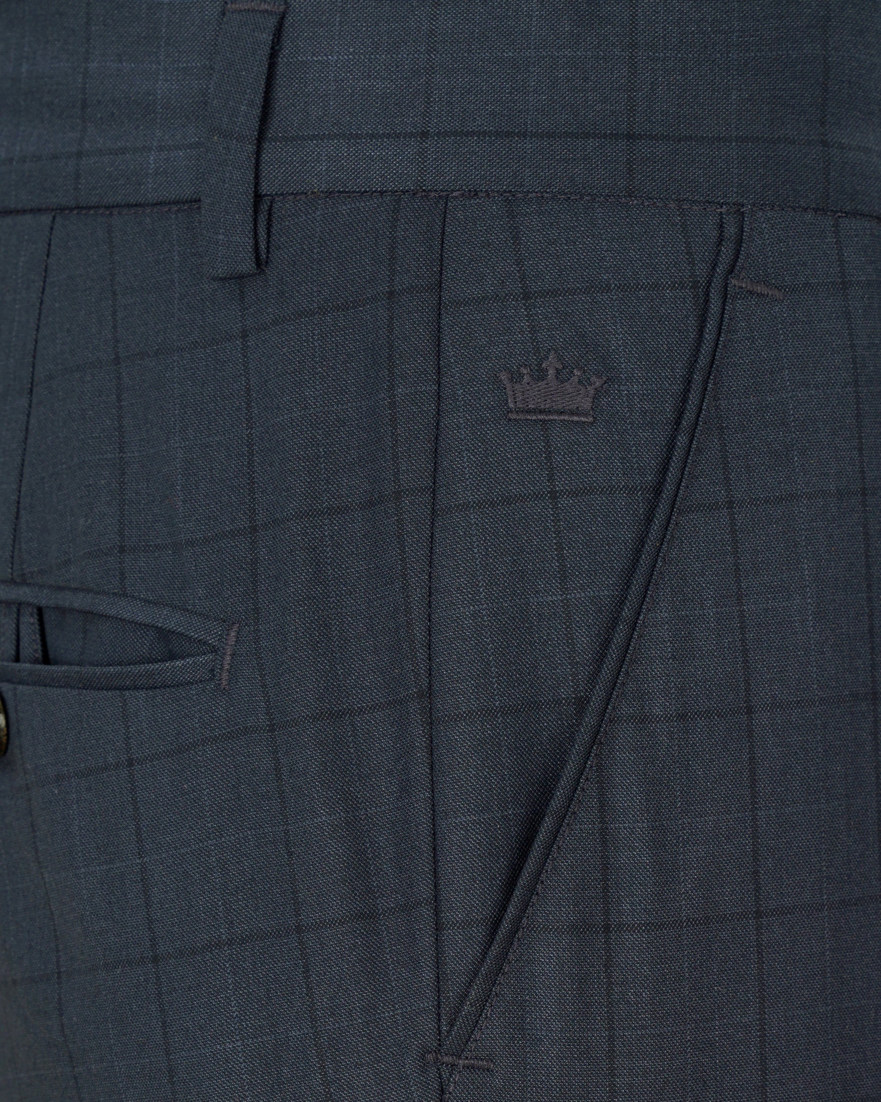 lridium with mirage plaid Windowpane Double Breasted Suit