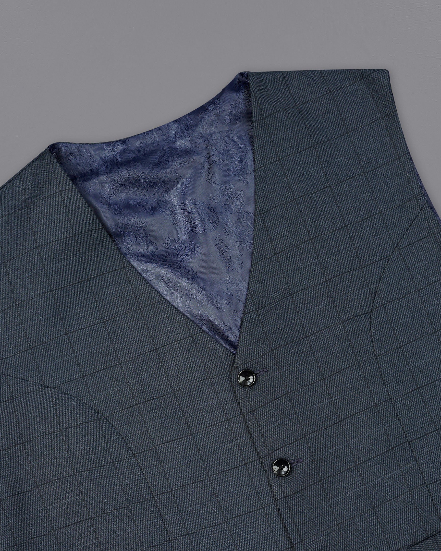 lridium with mirage plaid Windowpane Double Breasted Suit