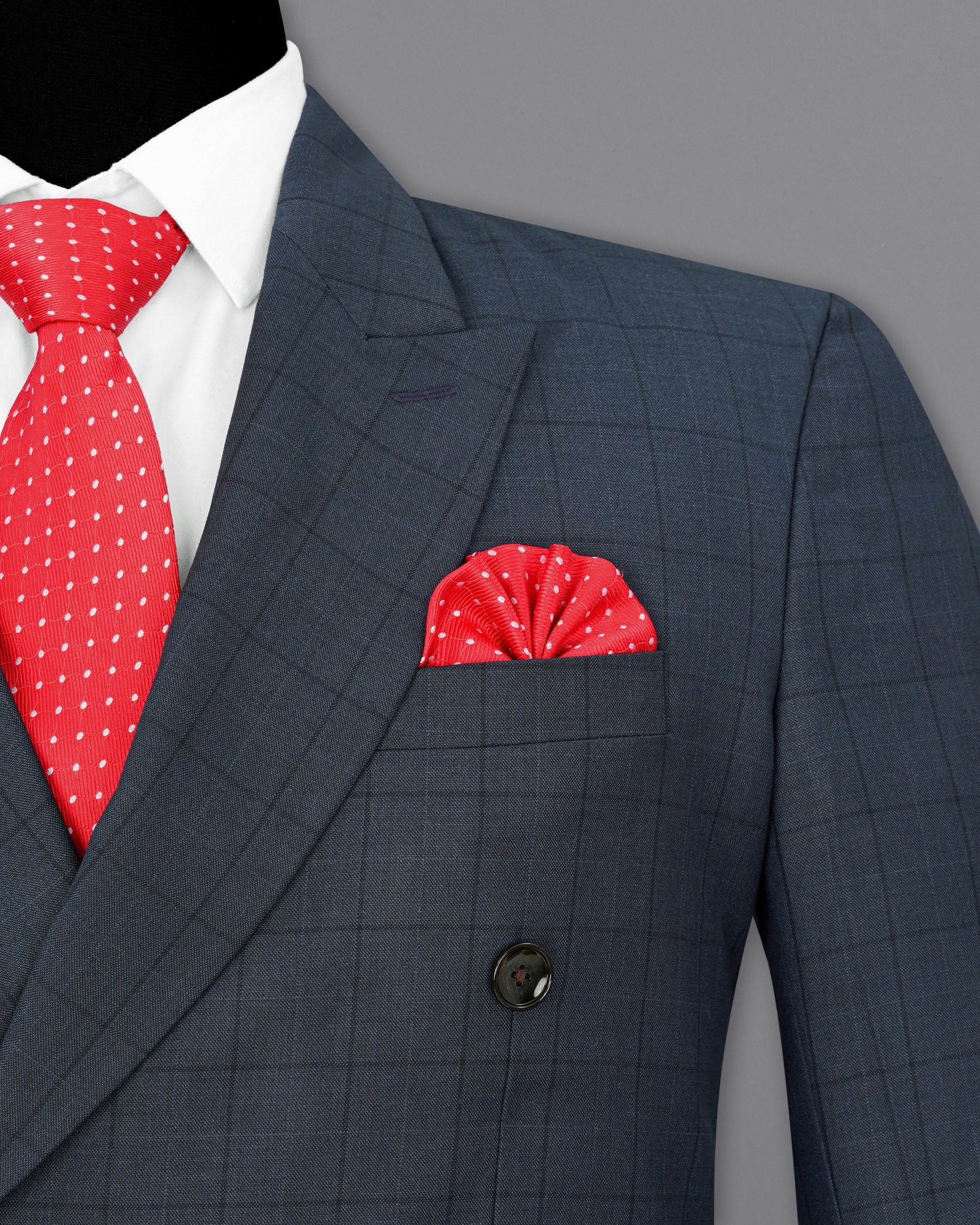 lridium with mirage plaid Windowpane Double Breasted Suit