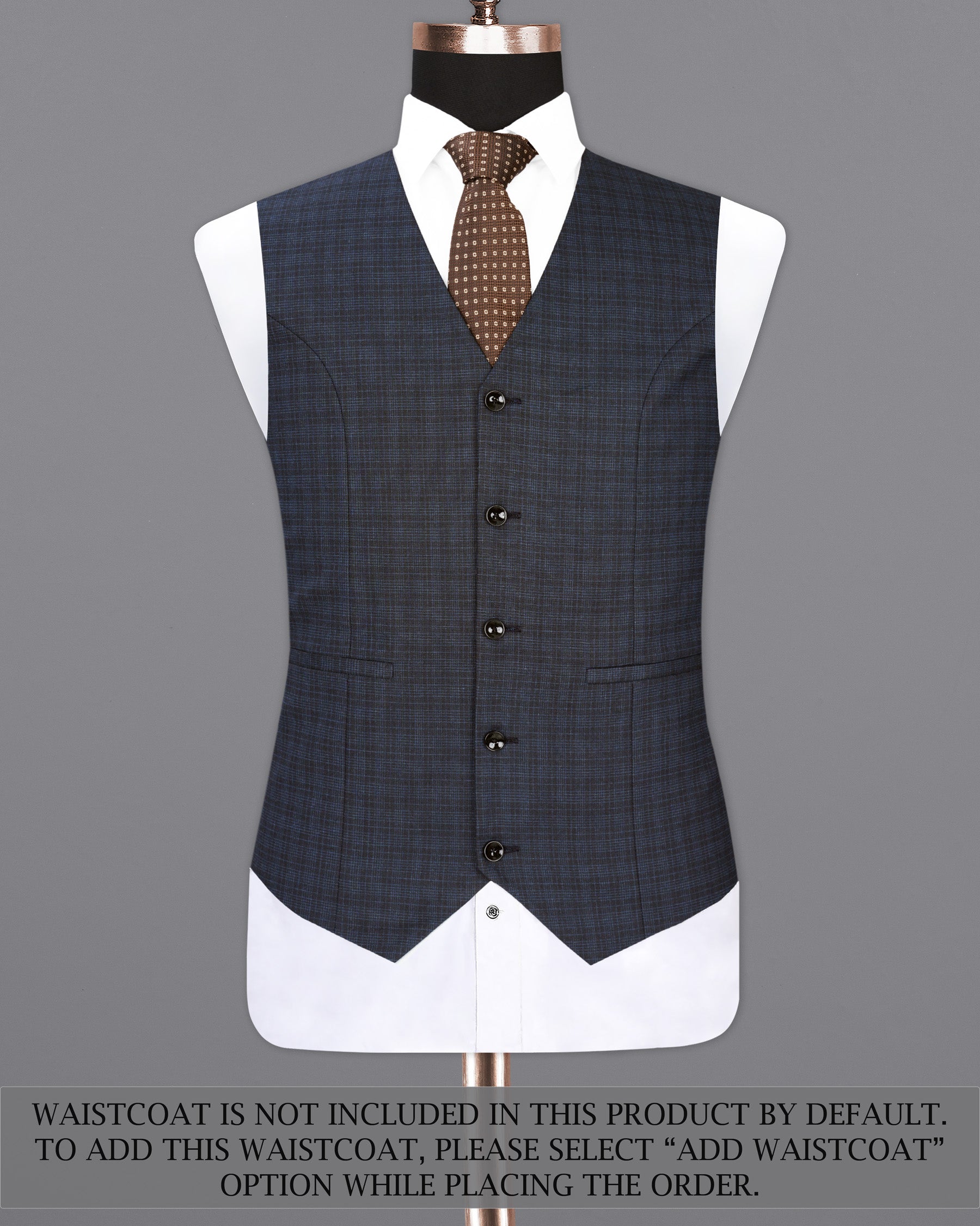 Ebony Clay Gray and Metallic Blue Plaid Double-Breasted Suit