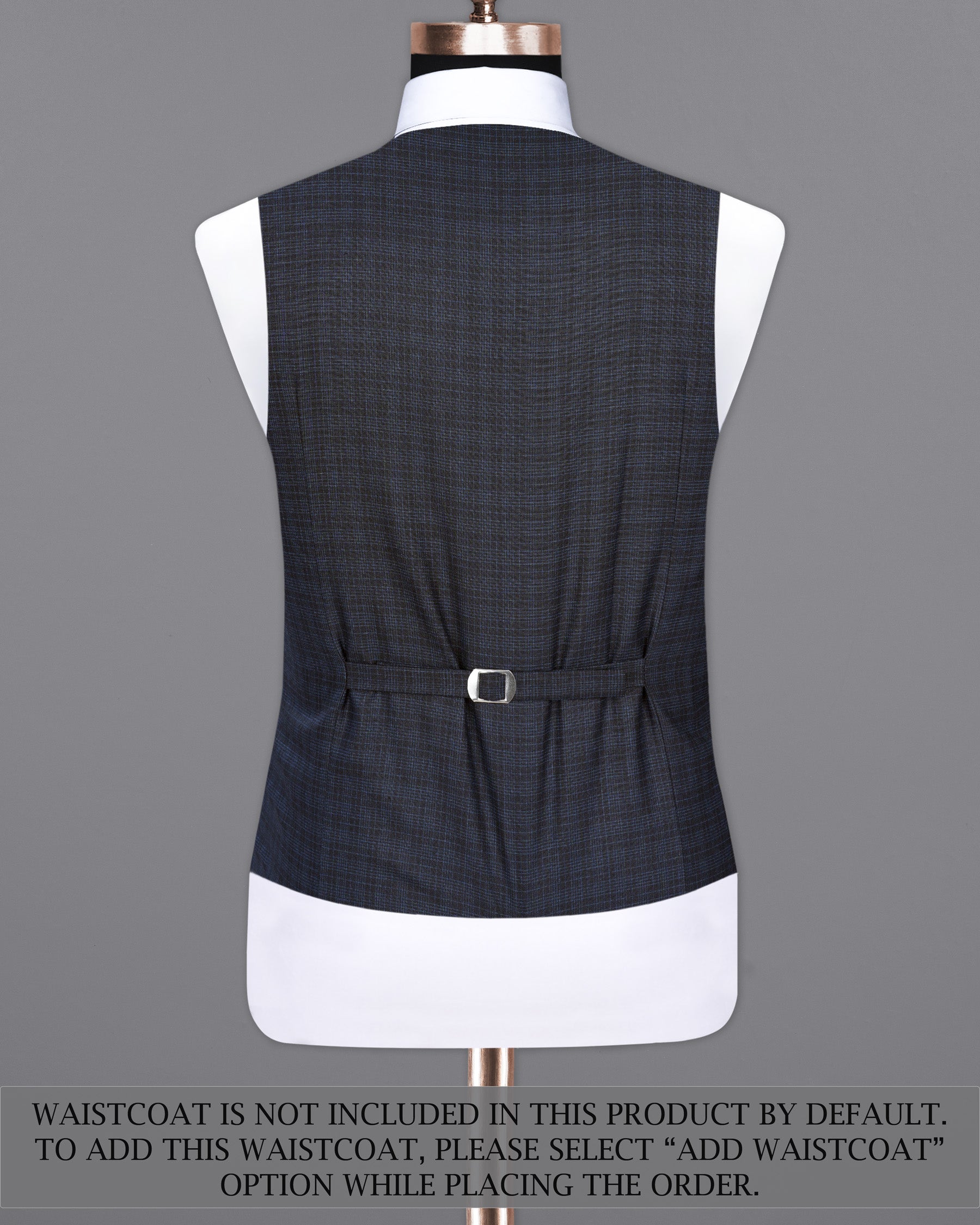 Ebony Clay Gray and Metallic Blue Plaid Double-Breasted Suit