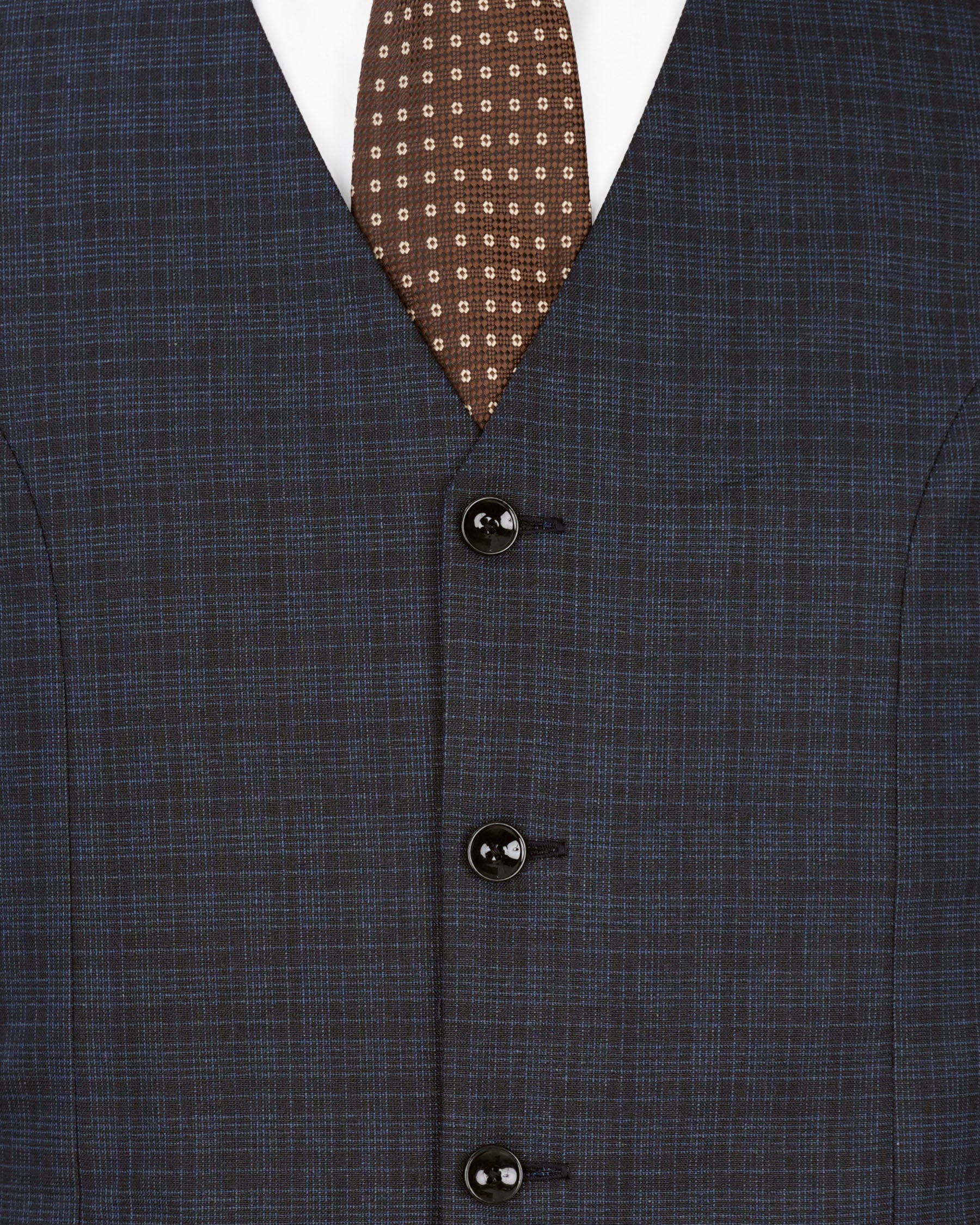 Ebony Clay Gray and Metallic Blue Plaid Double-Breasted Suit