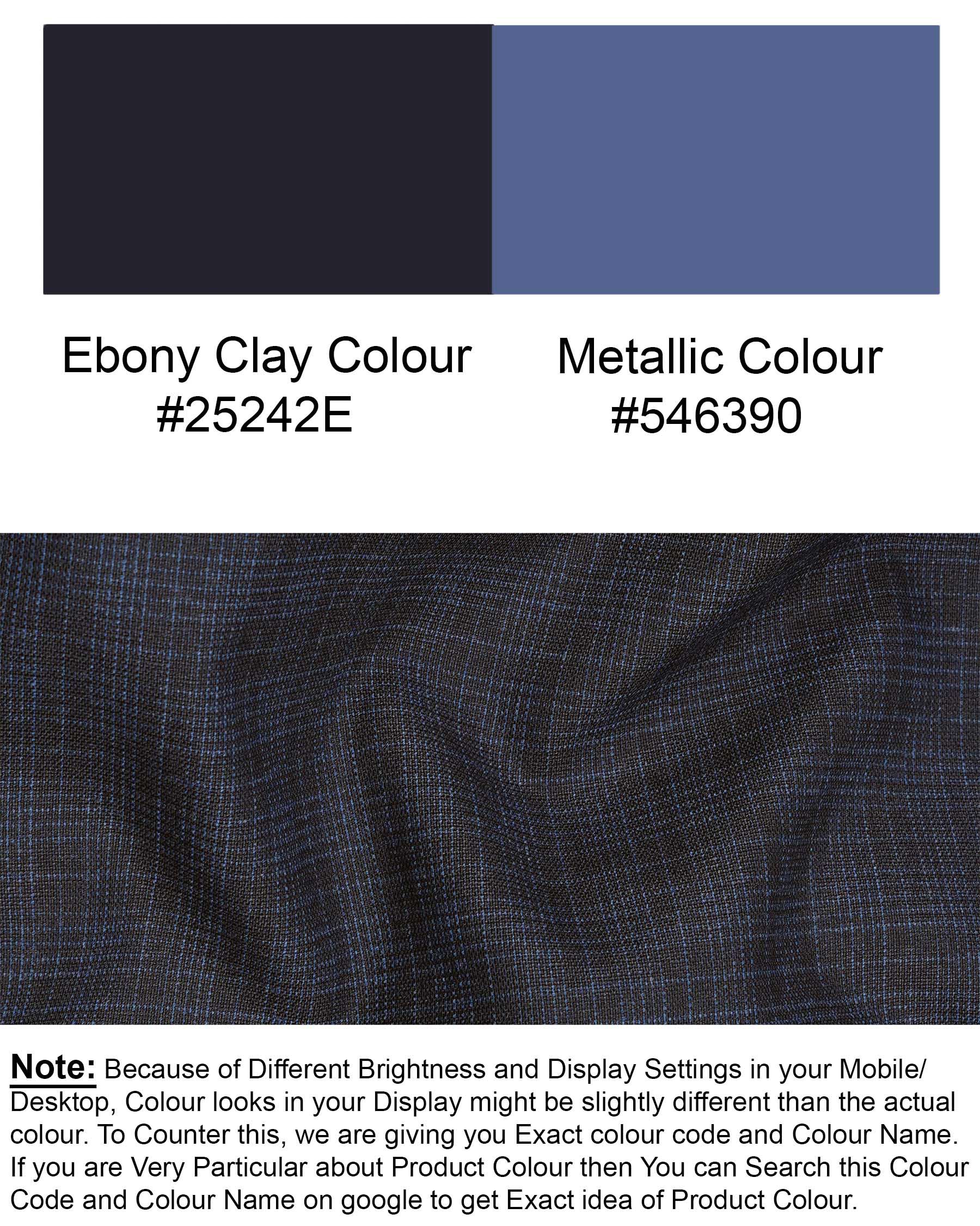Ebony Clay Gray and Metallic Blue Plaid Double-Breasted Suit