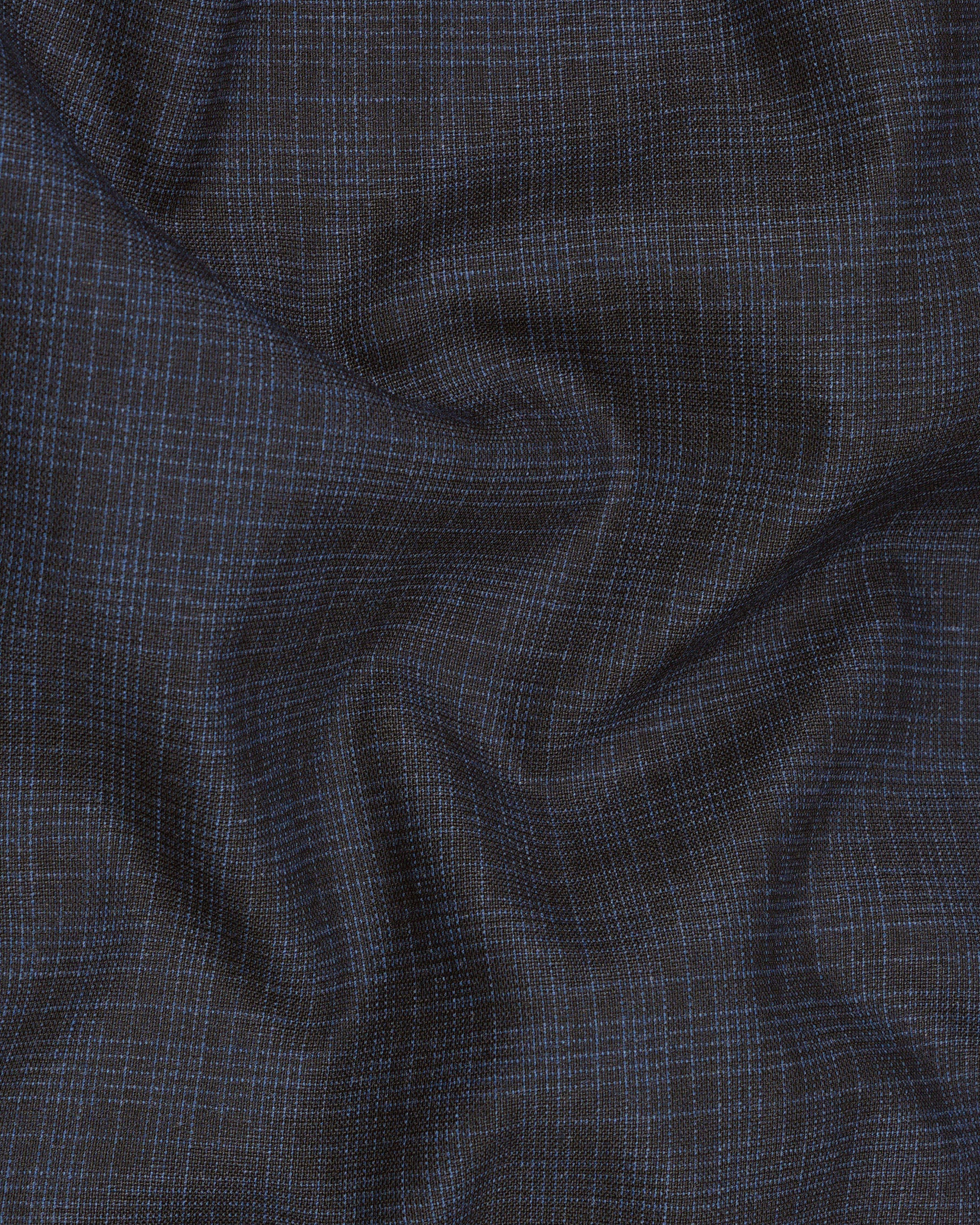 Ebony Clay Gray and Metallic Blue Plaid Double-Breasted Suit