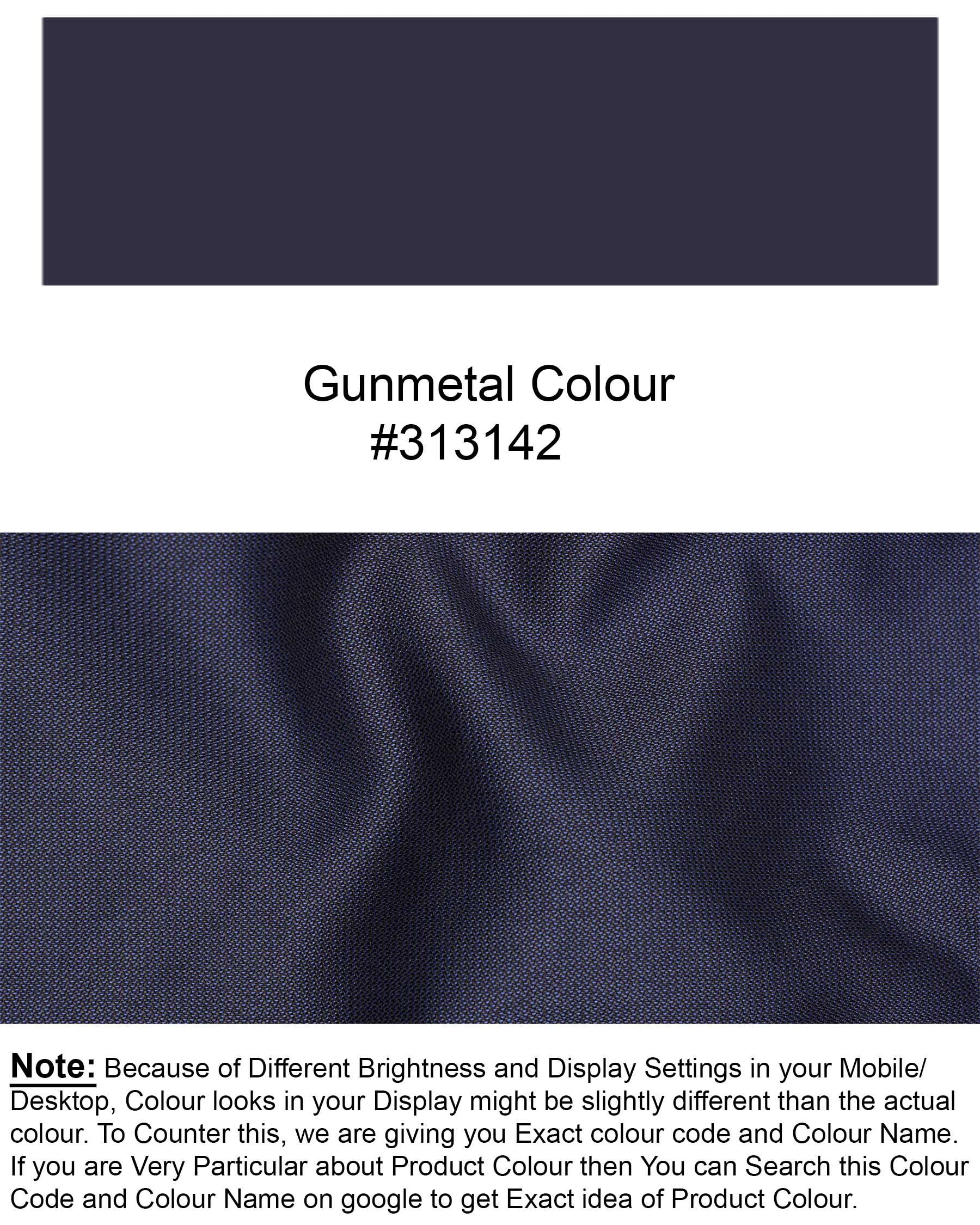 Gunmetal Blue with Black Lapel Tuxedo Suit