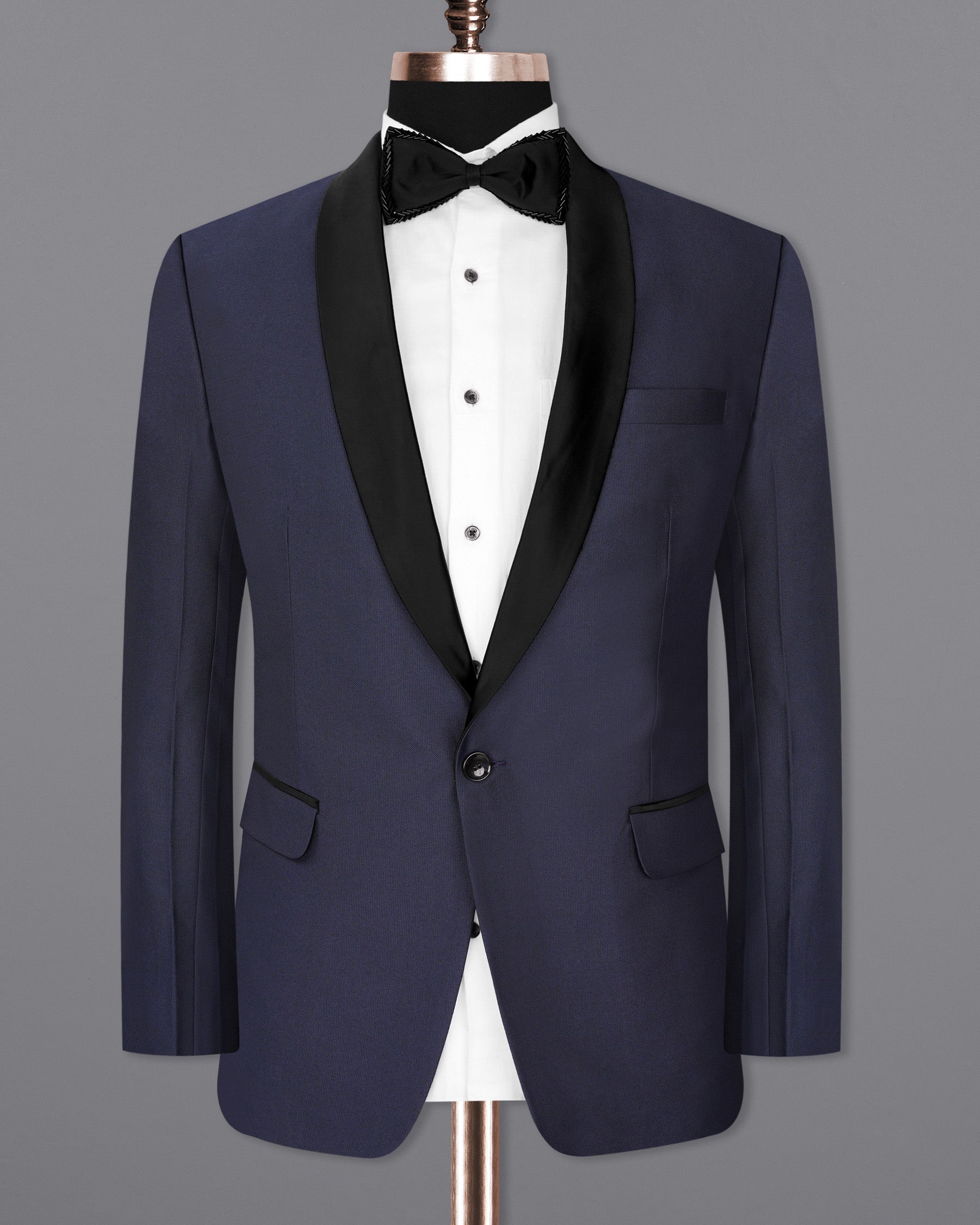 Gunmetal Blue with Black Lapel Tuxedo Suit