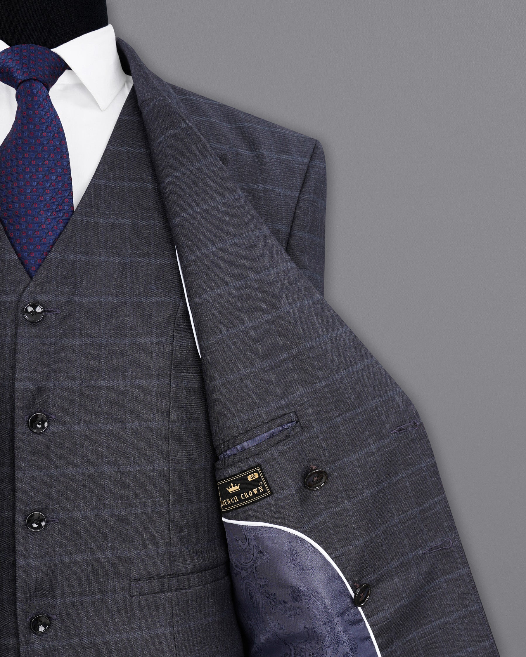 Thunder Gray Plaid Double-Breasted Suit
