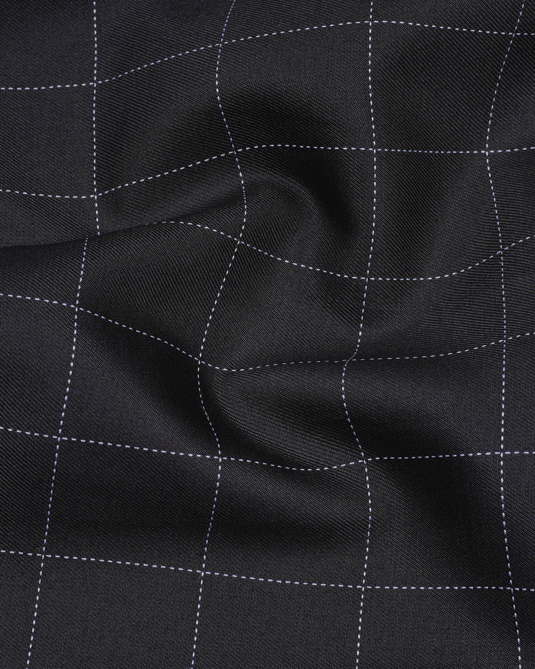 Jade Black windowpane Cross Placket Bandhgala Suit
