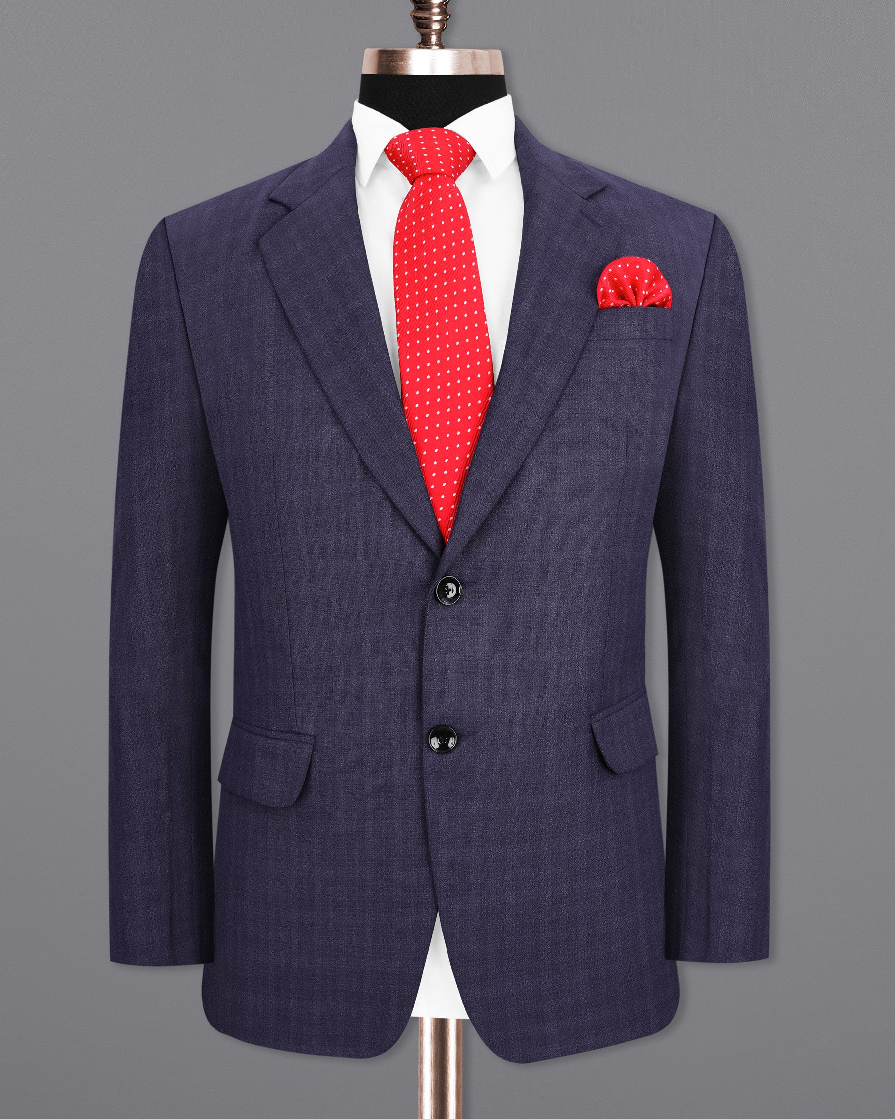 Martinique Blue Subtle Checkered Single Breasted Suit