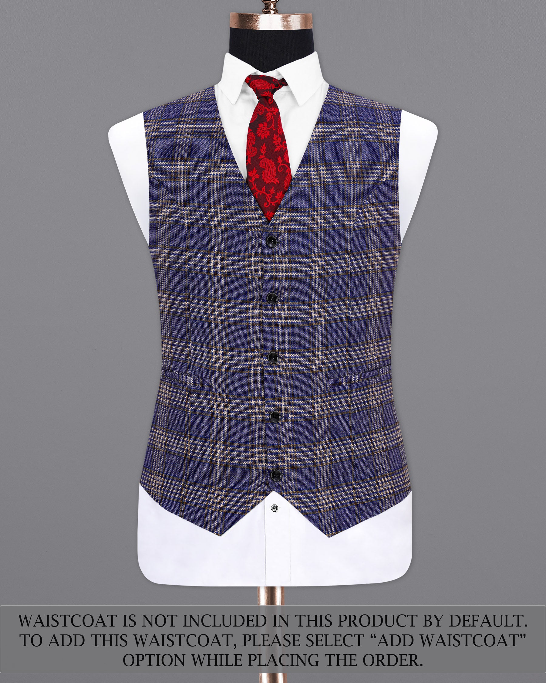 Meteorite Blue with Tide Brown Plaid Double Breasted Designer Suit