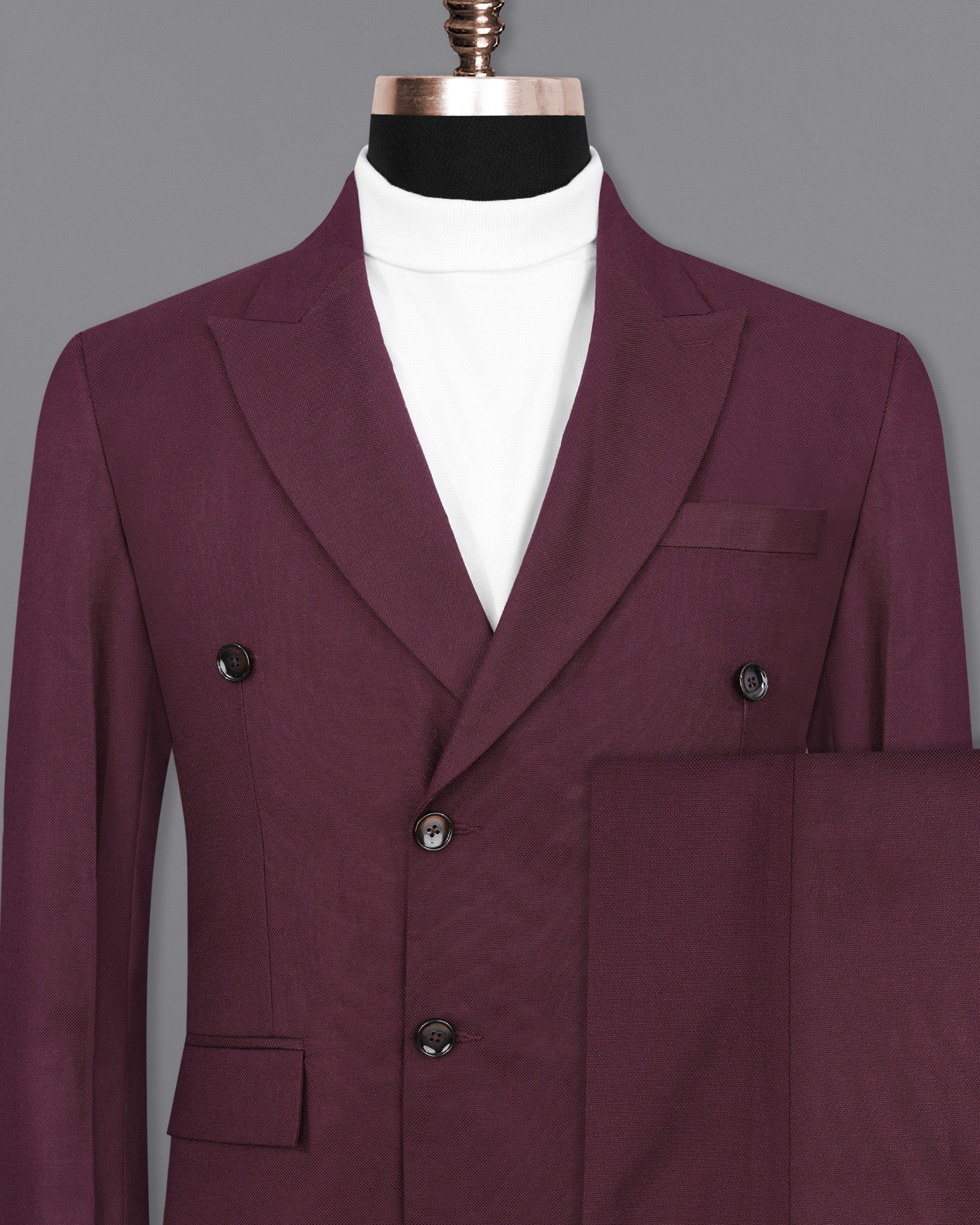 Cocoa Bean Maroon Double Breasted Suit