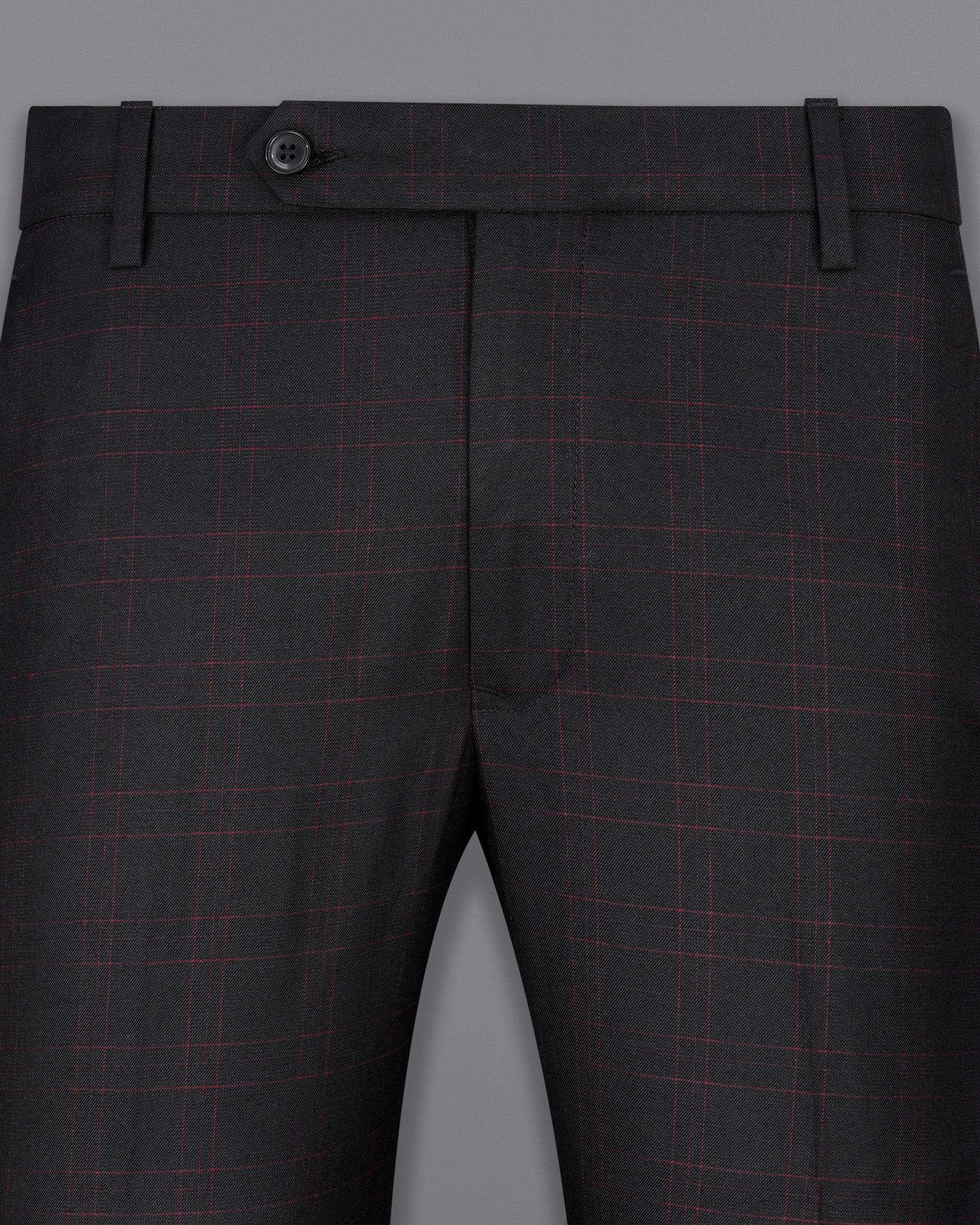 Onyx Black windowpane Cross Placket Bandhgala Suit