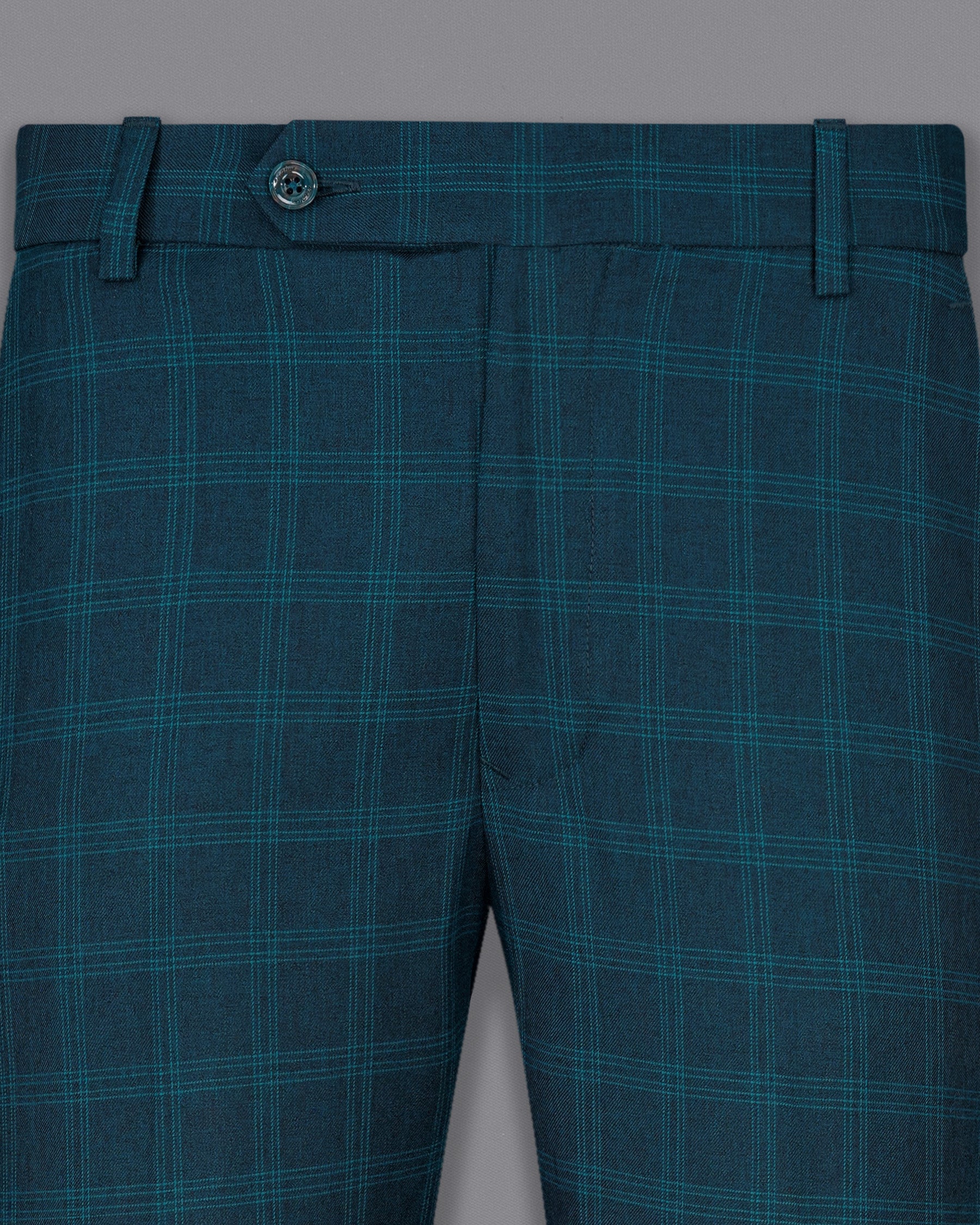 Cloud Burst Sea Green Windowpane Cross Placket Bandhgala Suit