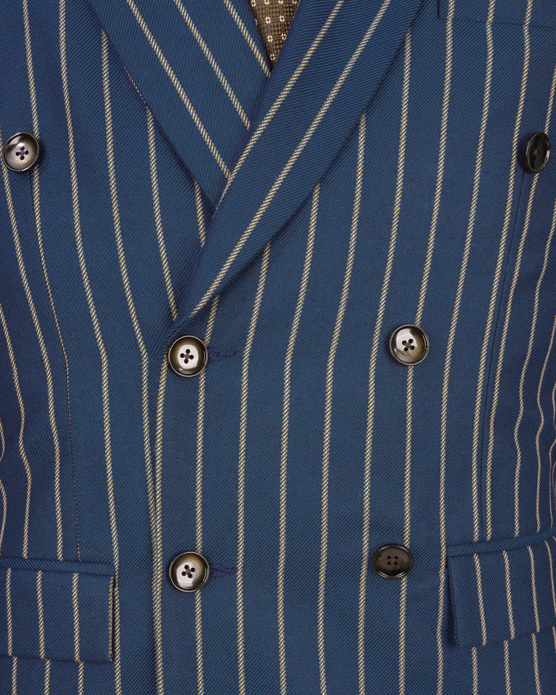 Limed Spruce Blue Striped Double Breasted Suit