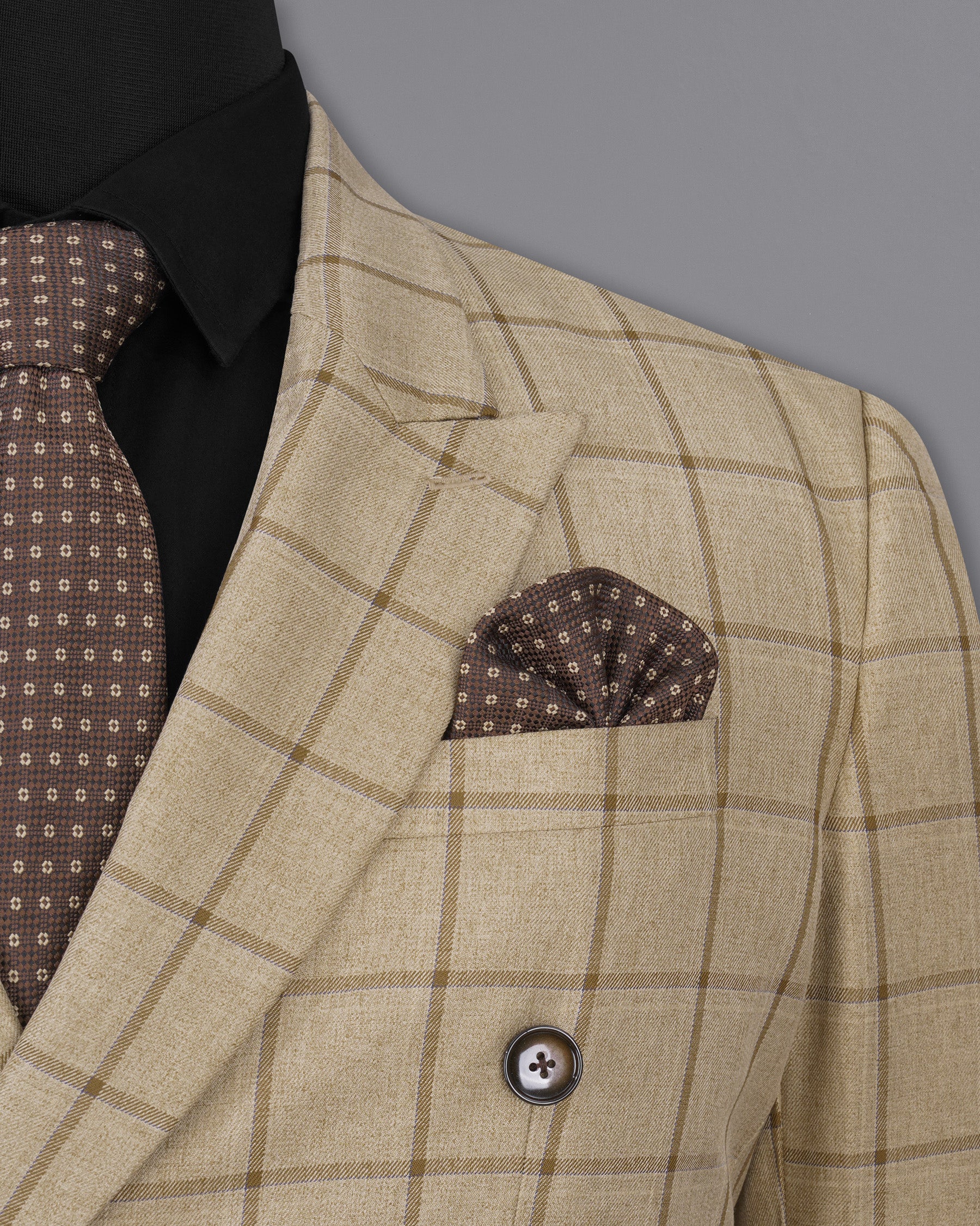 Rodeo Dust Brown Windowpane Double Breasted Suit