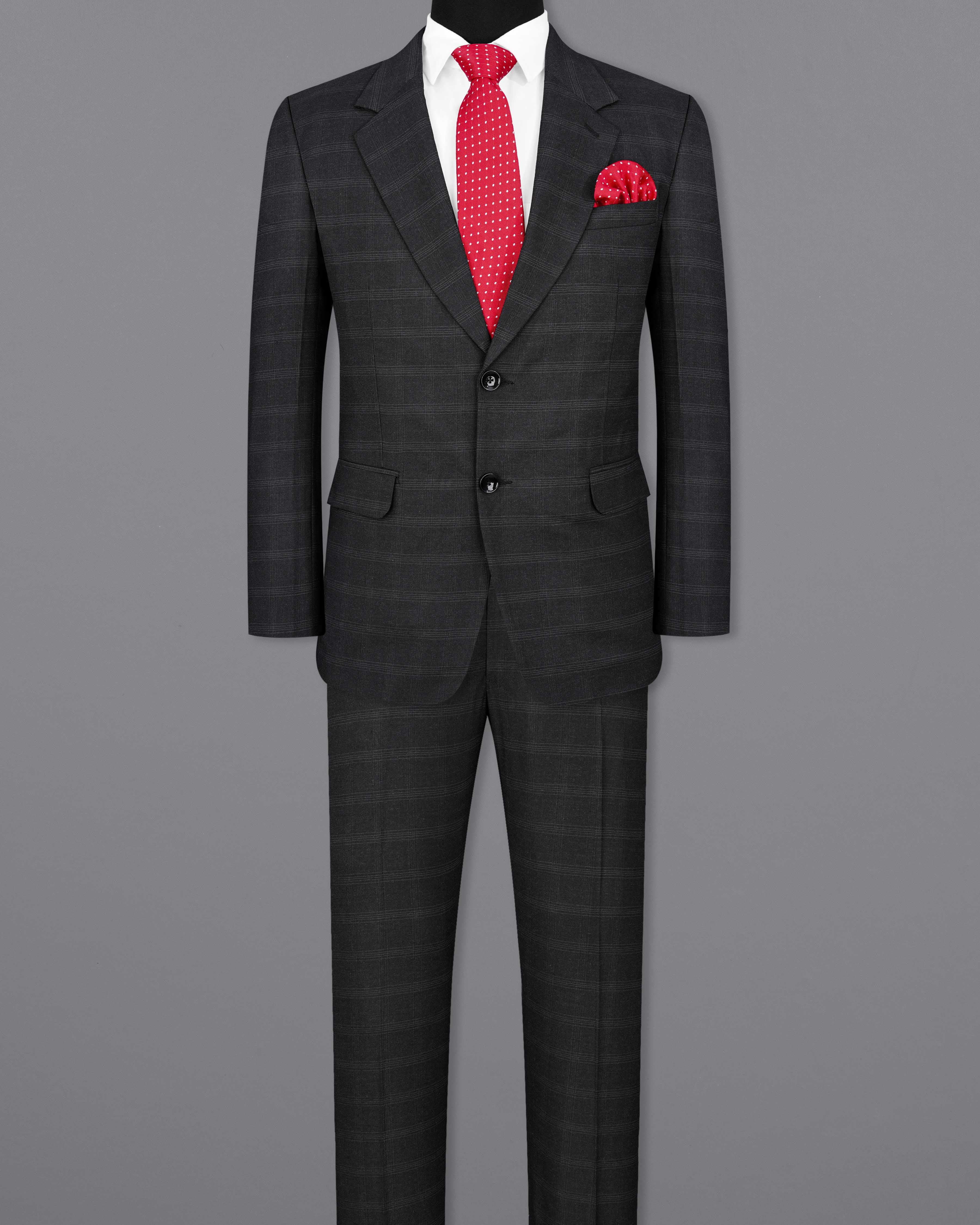 Thunder Black Plaid Single Breasted Suit