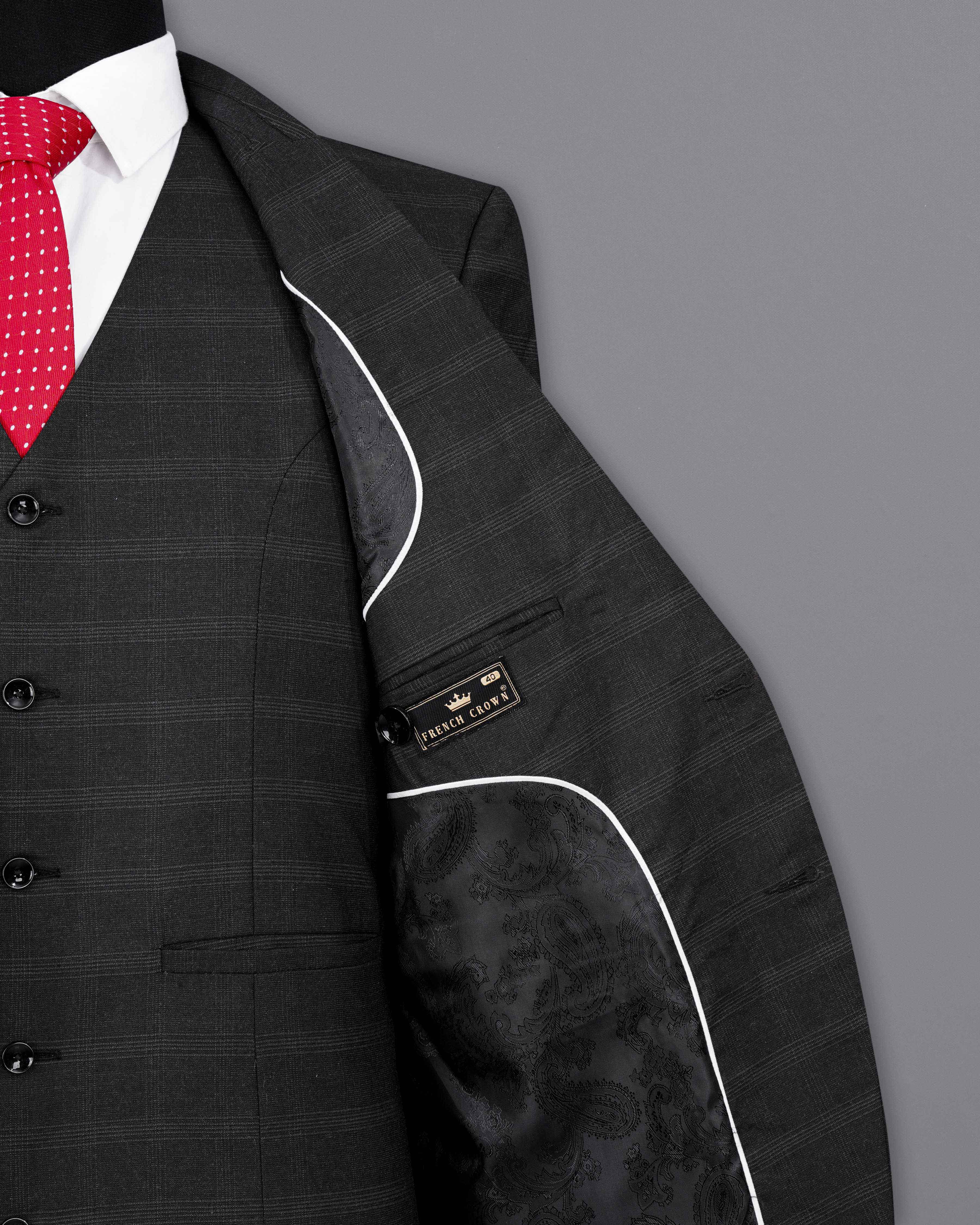 Thunder Black Plaid Single Breasted Suit