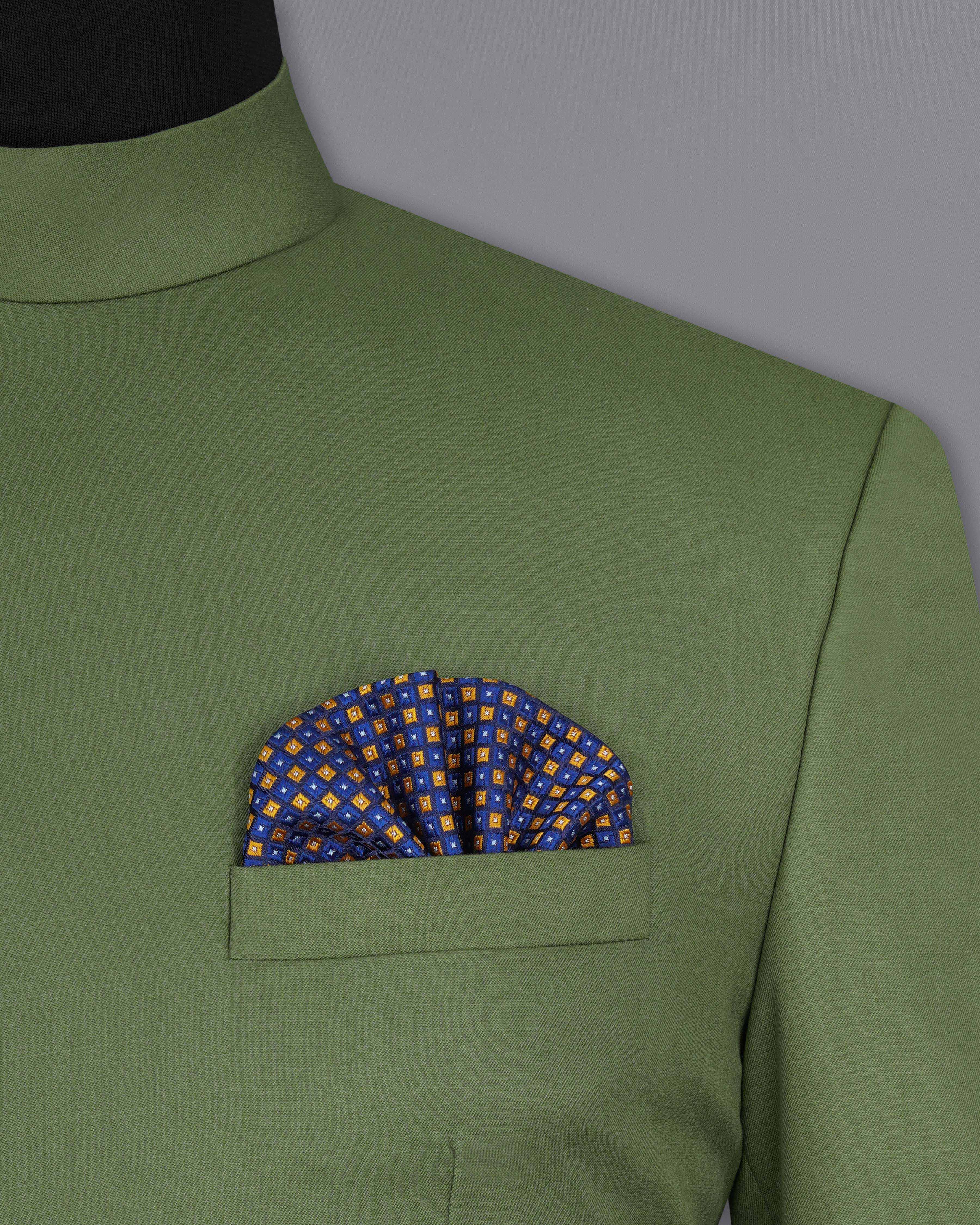 Cactus Green Cross Placket Bandhgala Suit