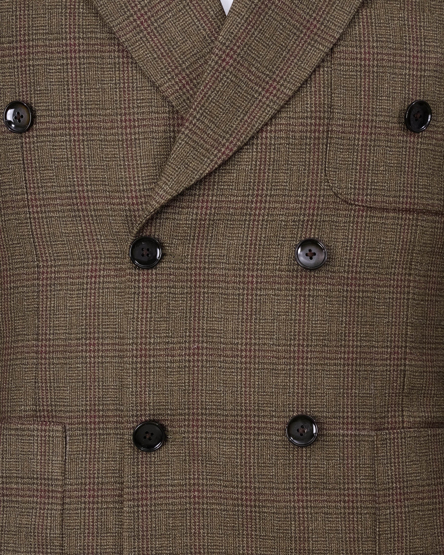 Hemlock Brown Plaid Double Breasted Wool Sports Suit