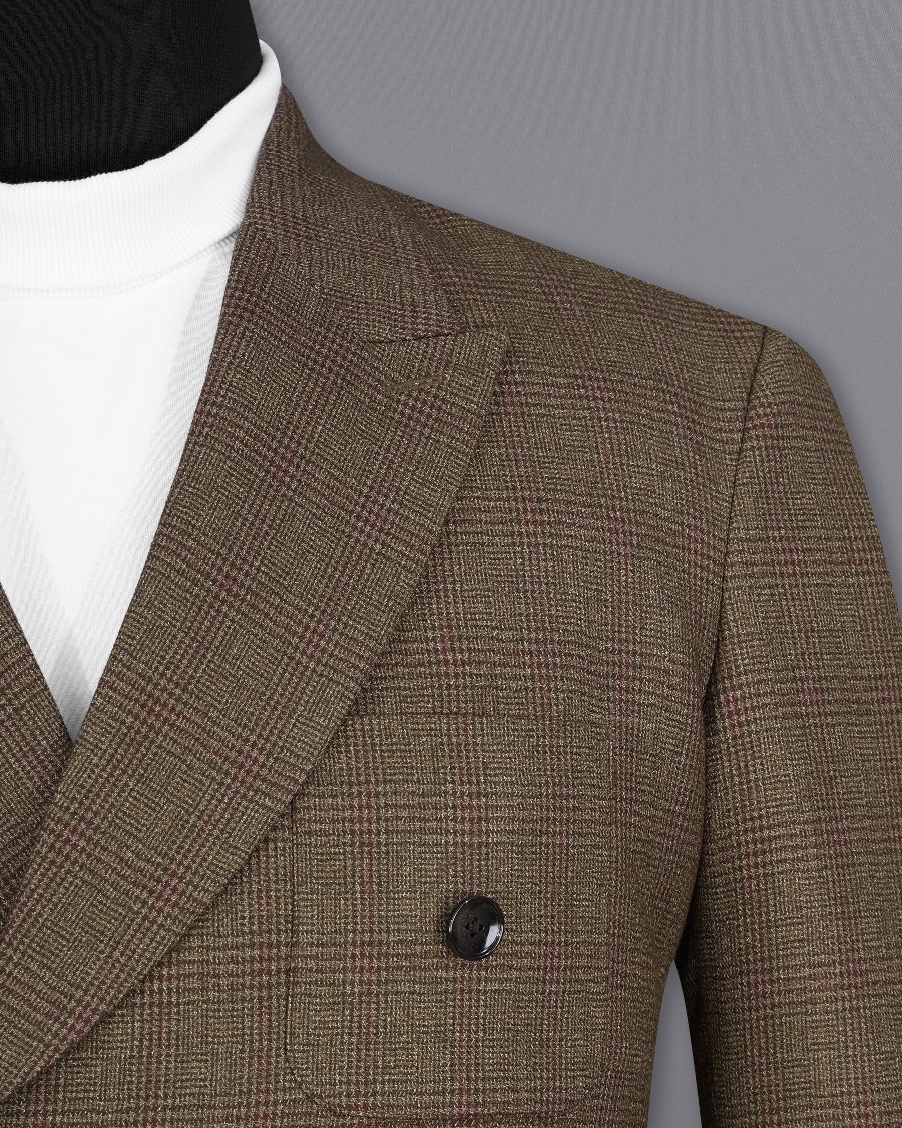 Hemlock Brown Plaid Double Breasted Wool Sports Suit
