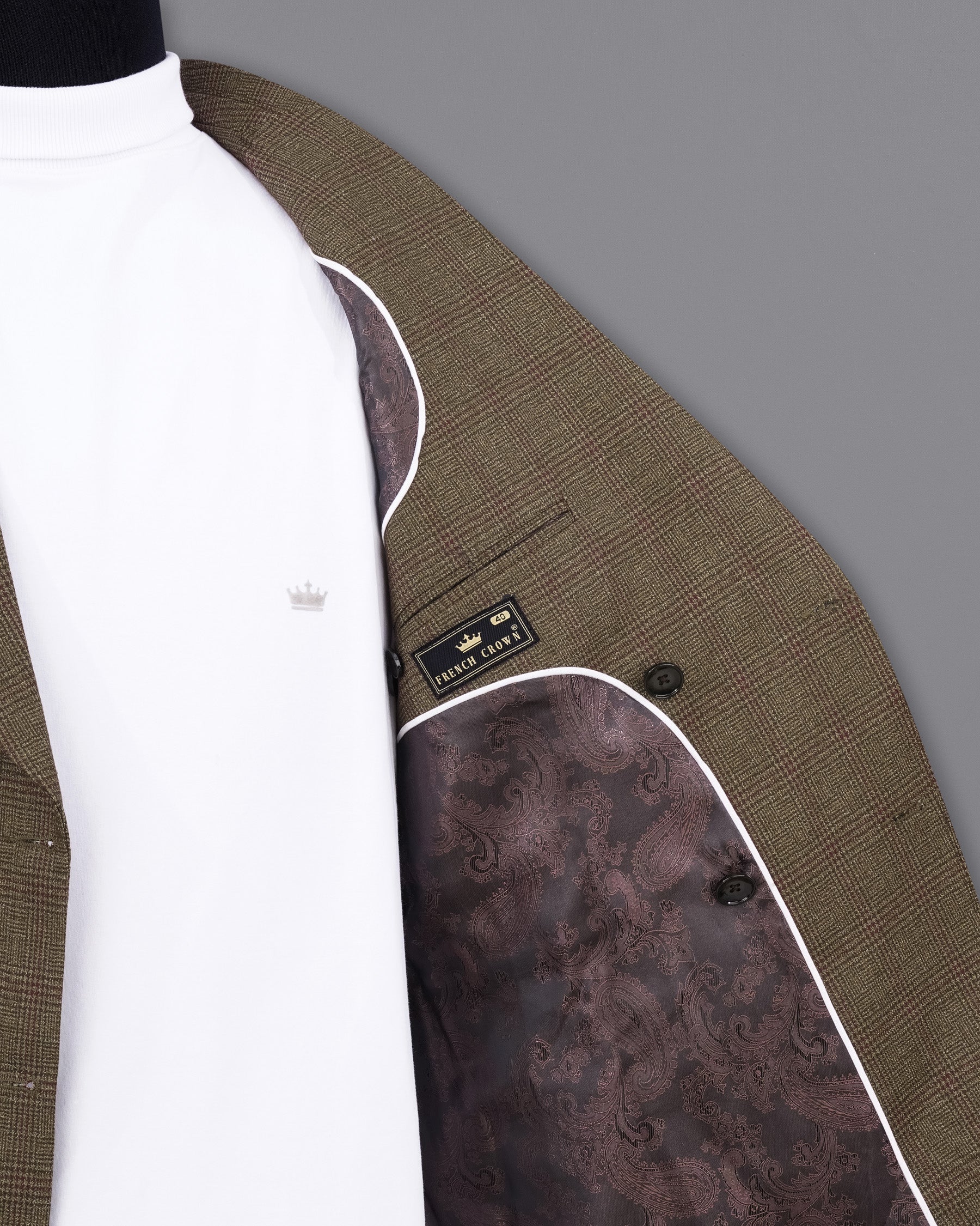 Hemlock Brown Plaid Double Breasted Wool Sports Suit