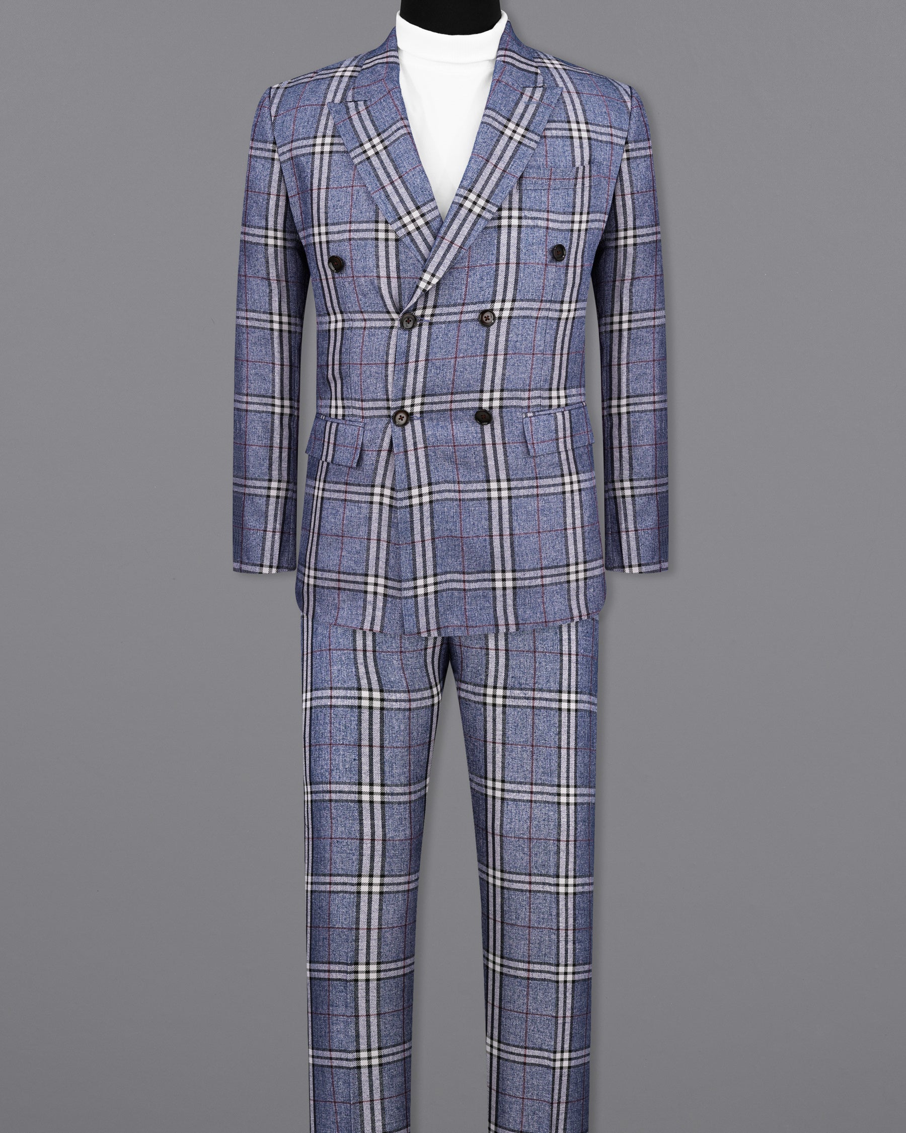 Fiord Blue Plaid Double Breasted Suit ST2154-DB-36, ST2154-DB-38, ST2154-DB-40, ST2154-DB-42, ST2154-DB-44, ST2154-DB-46, ST2154-DB-48, ST2154-DB-50, ST2154-DB-52, ST2154-DB-54, ST2154-DB-56, ST2154-DB-58, ST2154-DB-60