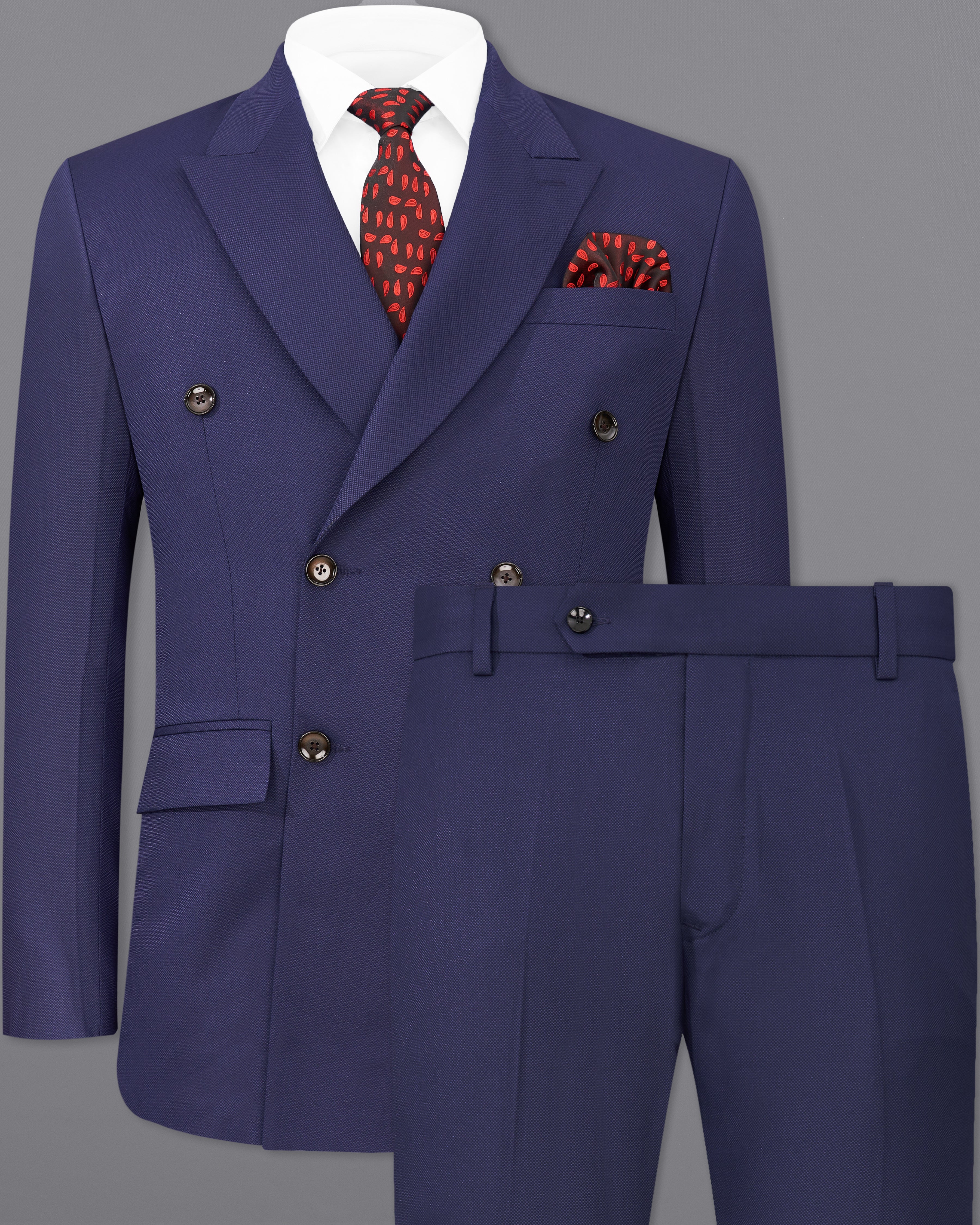 Ebony Clay Blue Double Breasted Suit