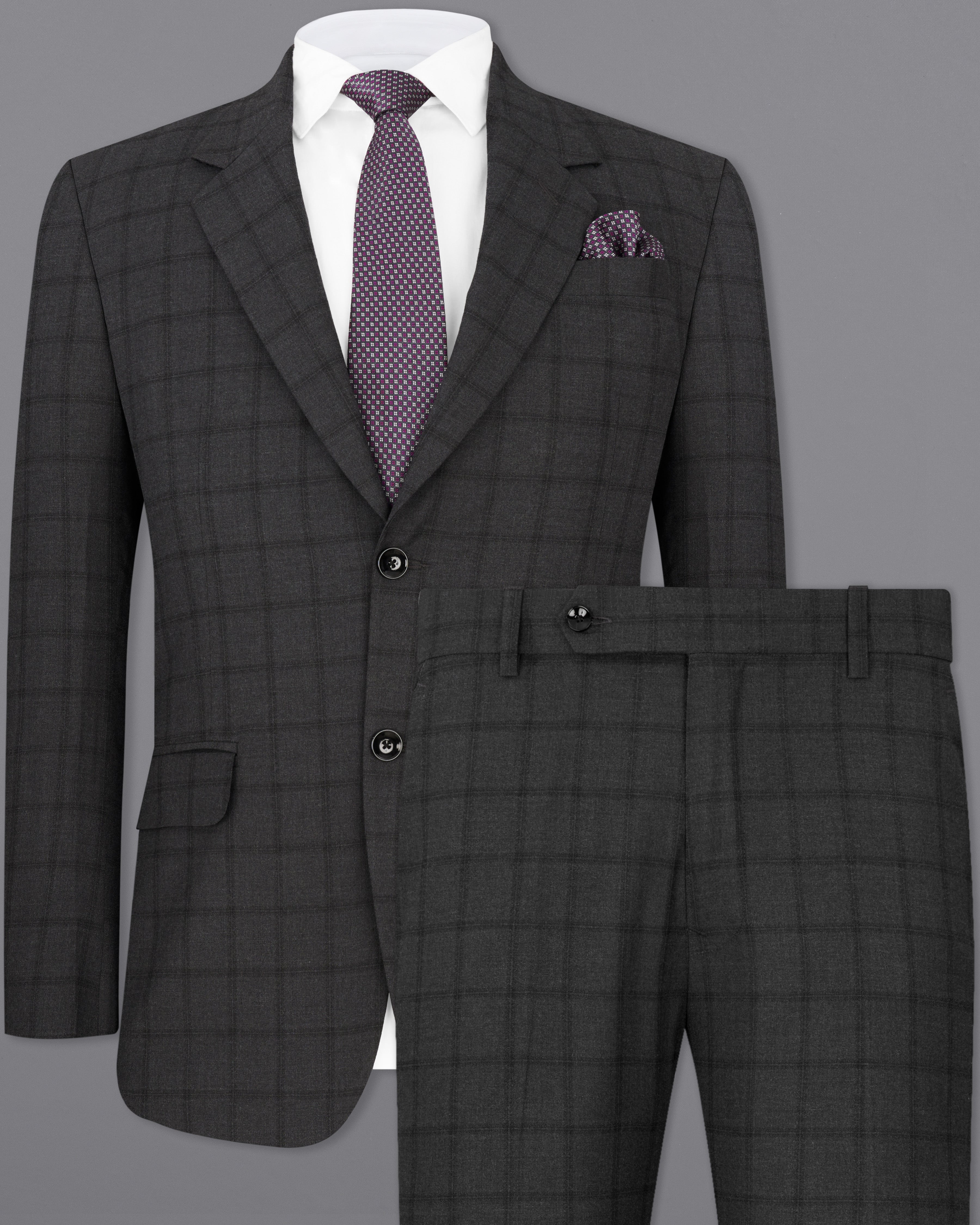 Baltic Black Windowpane Single Breasted Suit ST2311-SB-36, ST2311-SB-38, ST2311-SB-40, ST2311-SB-42, ST2311-SB-44, ST2311-SB-46, ST2311-SB-48, ST2311-SB-50, ST2311-SB-52, ST2311-SB-54, ST2311-SB-56, ST2311-SB-58, ST2311-SB-60