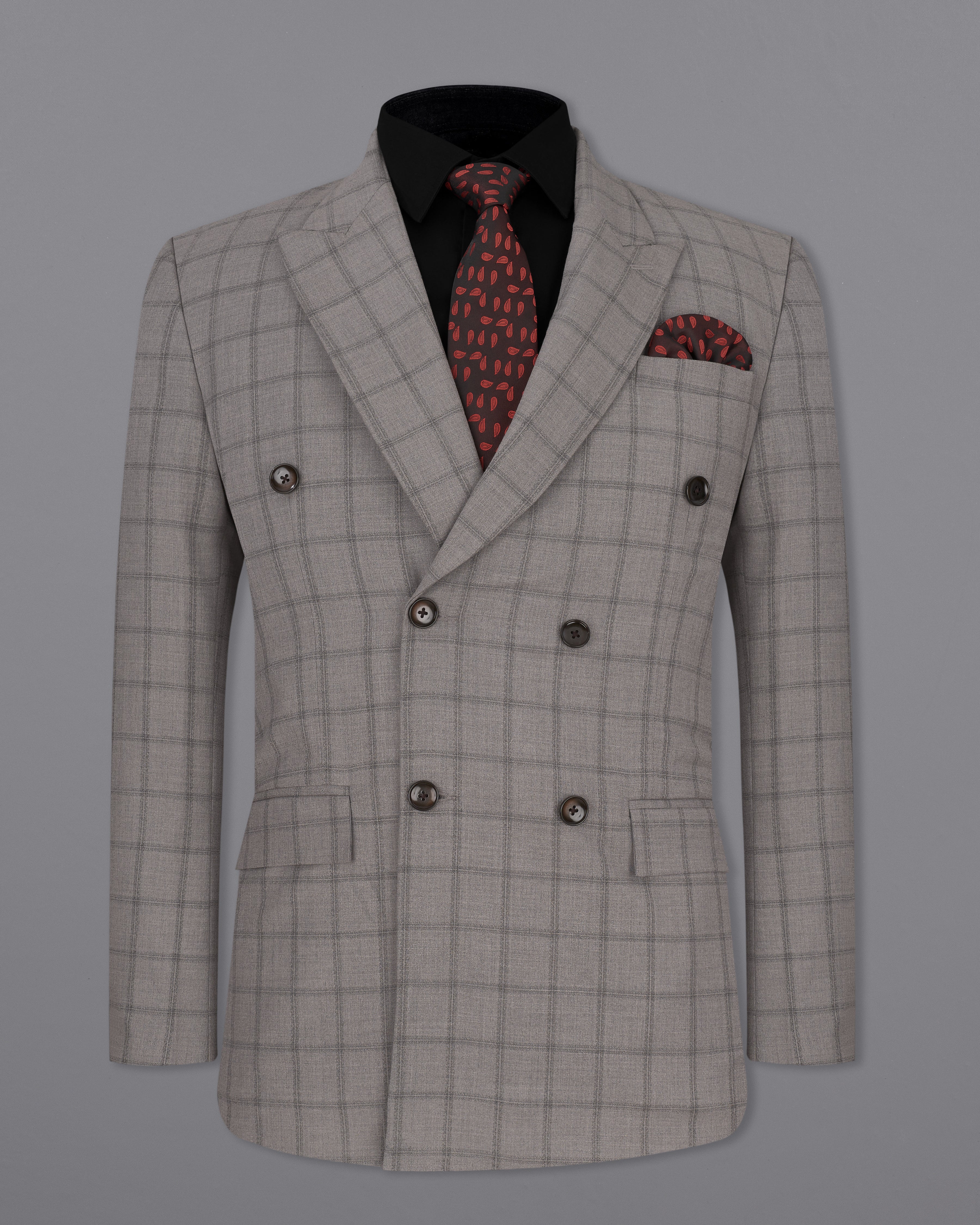 Concord Gray Plaid Double Breasted Suit ST2344-DB-36, ST2344-DB-38, ST2344-DB-40, ST2344-DB-42, ST2344-DB-44, ST2344-DB-46, ST2344-DB-48, ST2344-DB-50, ST2344-DB-52, ST2344-DB-54, ST2344-DB-56, ST2344-DB-58, ST2344-DB-60