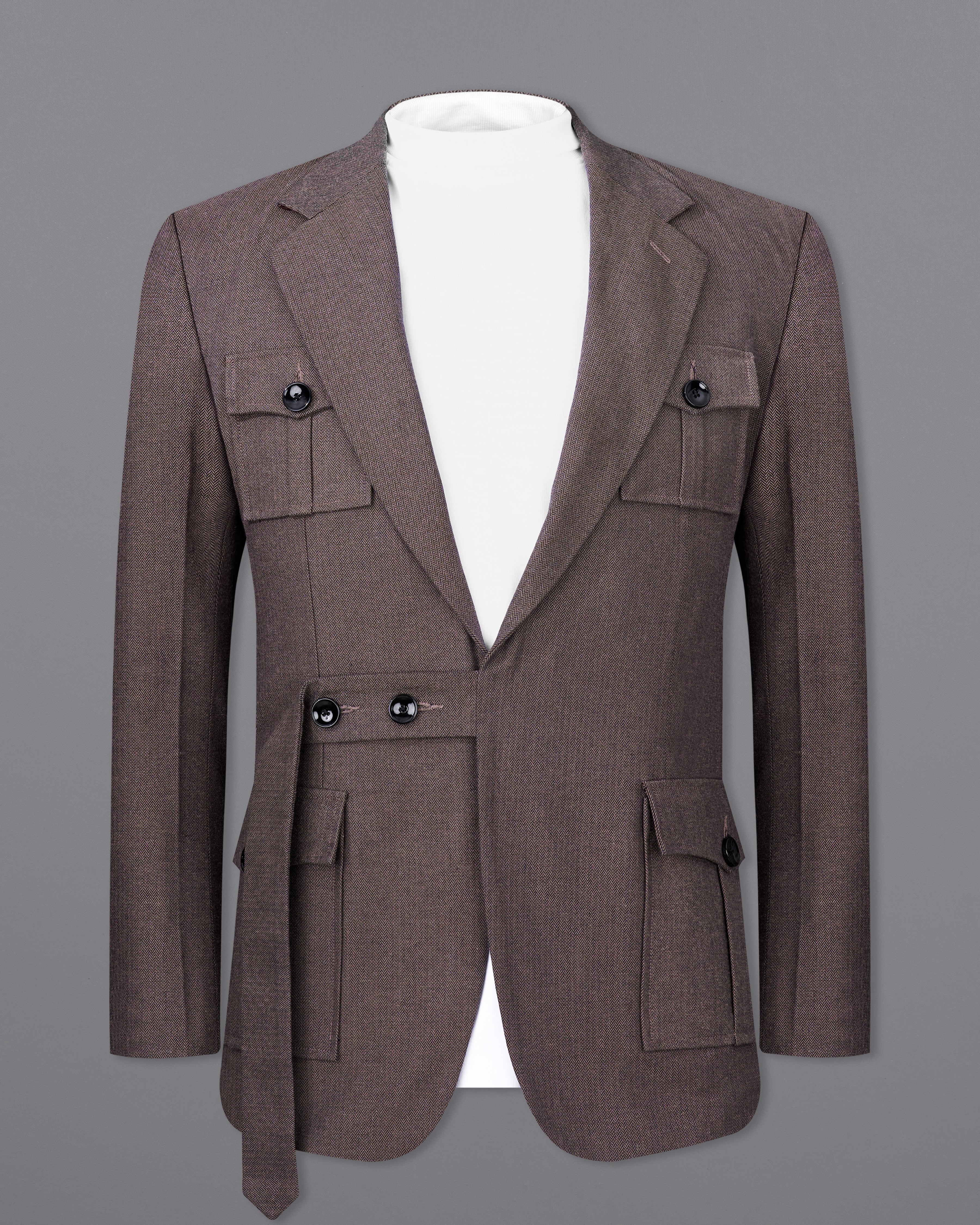 Iridium Brown Premium Cotton Designer Suit with Functional Belt Fastening ST2367-D3-36, ST2367-D3-38, ST2367-D3-40, ST2367-D3-42, ST2367-D3-44, ST2367-D3-46, ST2367-D3-48, ST2367-D3-50, ST2367-D3-52, ST2367-D3-54, ST2367-D3-56, ST2367-D3-58, ST2367-D3-60