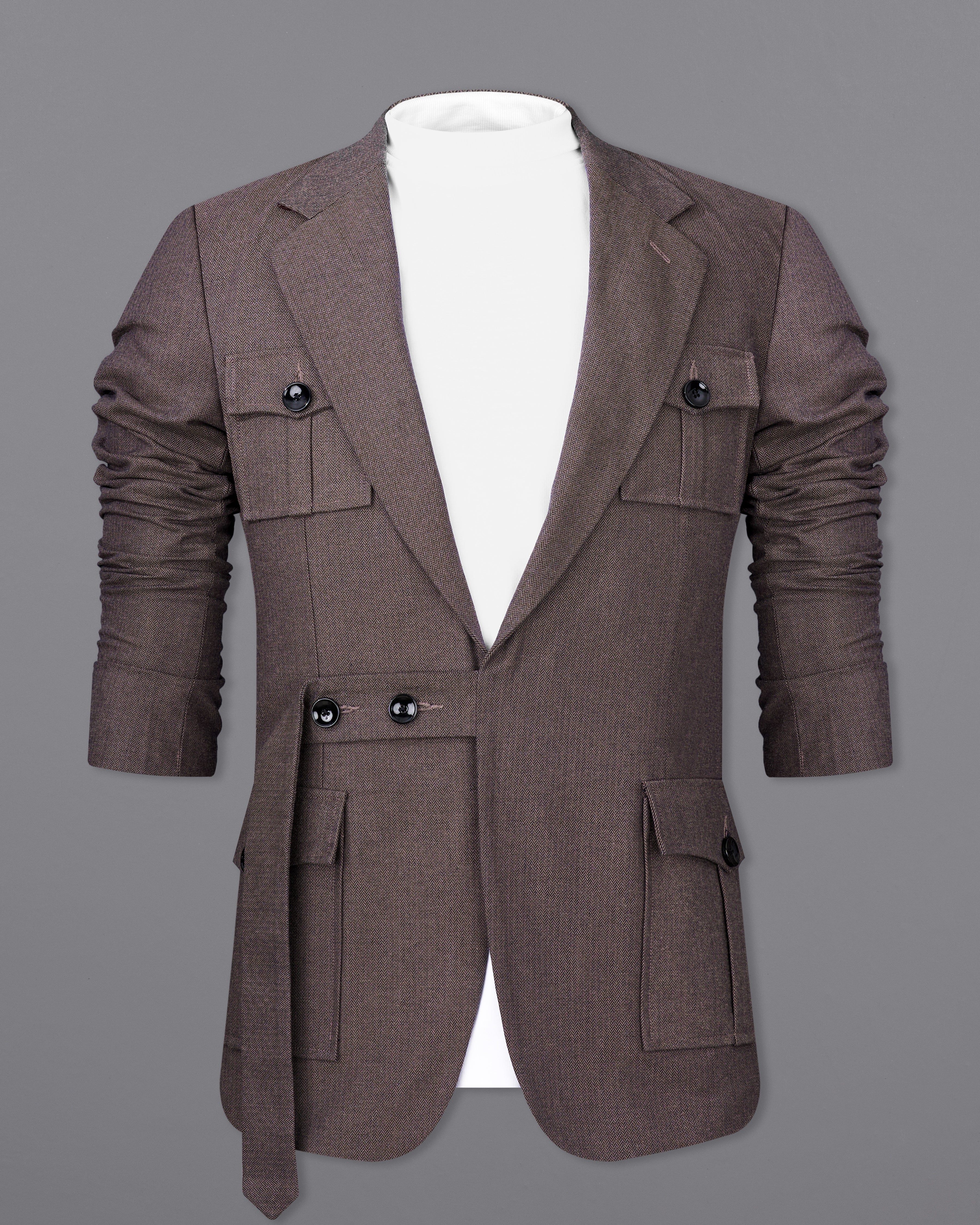 Iridium Brown Premium Cotton Designer Suit with Functional Belt Fastening ST2367-D3-36, ST2367-D3-38, ST2367-D3-40, ST2367-D3-42, ST2367-D3-44, ST2367-D3-46, ST2367-D3-48, ST2367-D3-50, ST2367-D3-52, ST2367-D3-54, ST2367-D3-56, ST2367-D3-58, ST2367-D3-60