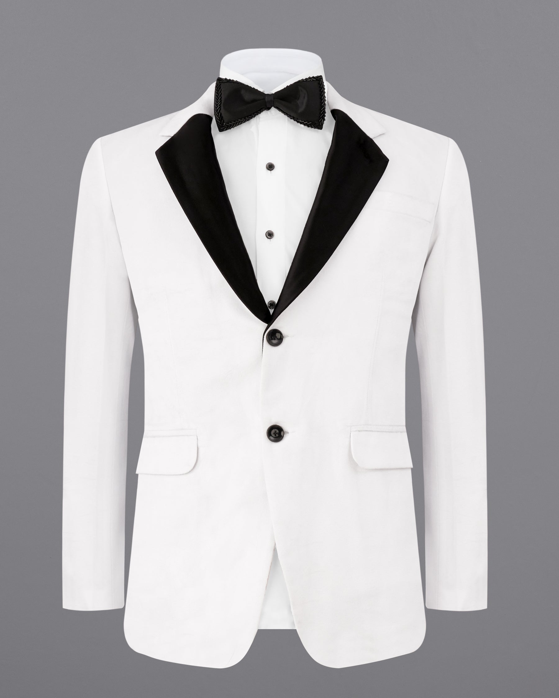 Bright White Single Breasted Premium Velvet Designer Suit