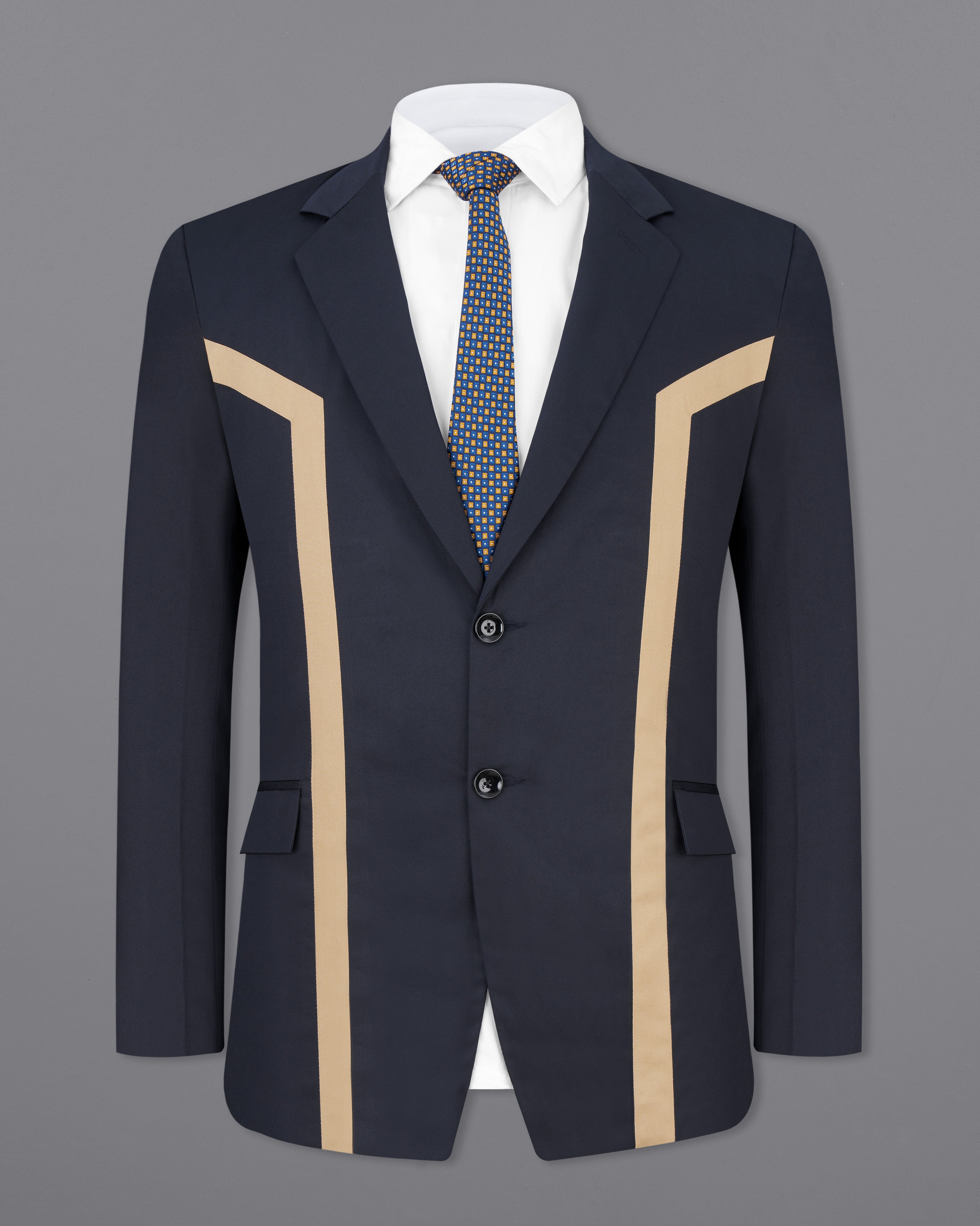 Thunder Navy Blue with Brown Patch Work Premium Cotton Designer Suit ST2509-SB-D229-36, ST2509-SB-D229-38, ST2509-SB-D229-40, ST2509-SB-D229-42, ST2509-SB-D229-44, ST2509-SB-D229-46, ST2509-SB-D229-48, ST2509-SB-D229-50, ST2509-SB-D229-52, ST2509-SB-D229-54, ST2509-SB-D229-56, ST2509-SB-D229-58, ST2509-SB-D229-60