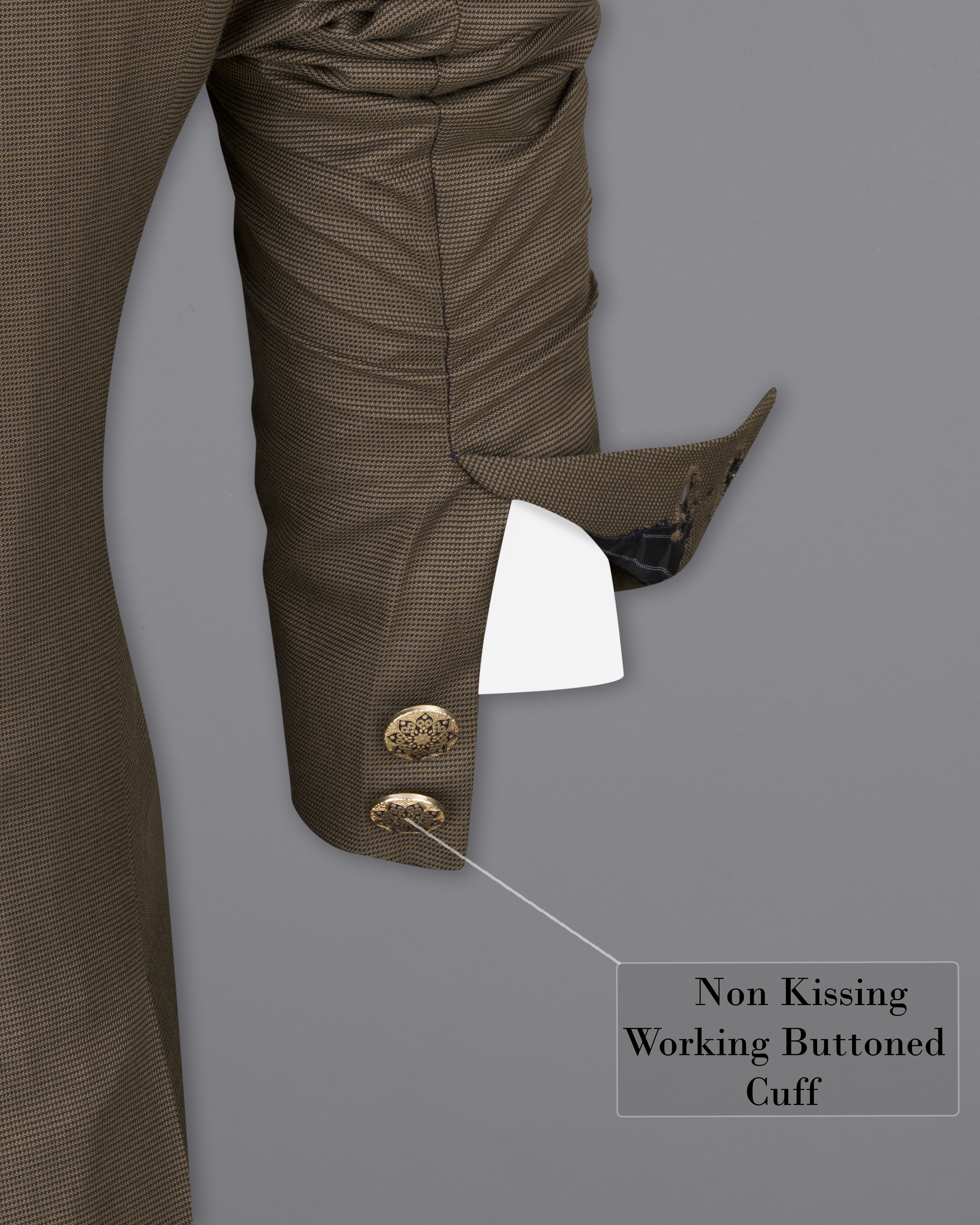 Fuscous Brown Cross Buttoned Bandhgala Suit ST2514-CBG-36, ST2514-CBG-38, ST2514-CBG-40, ST2514-CBG-42, ST2514-CBG-44, ST2514-CBG-46, ST2514-CBG-48, ST2514-CBG-50, ST2514-CBG-52, ST2514-CBG-54, ST2514-CBG-56, ST2514-CBG-58, ST2514-CBG-60