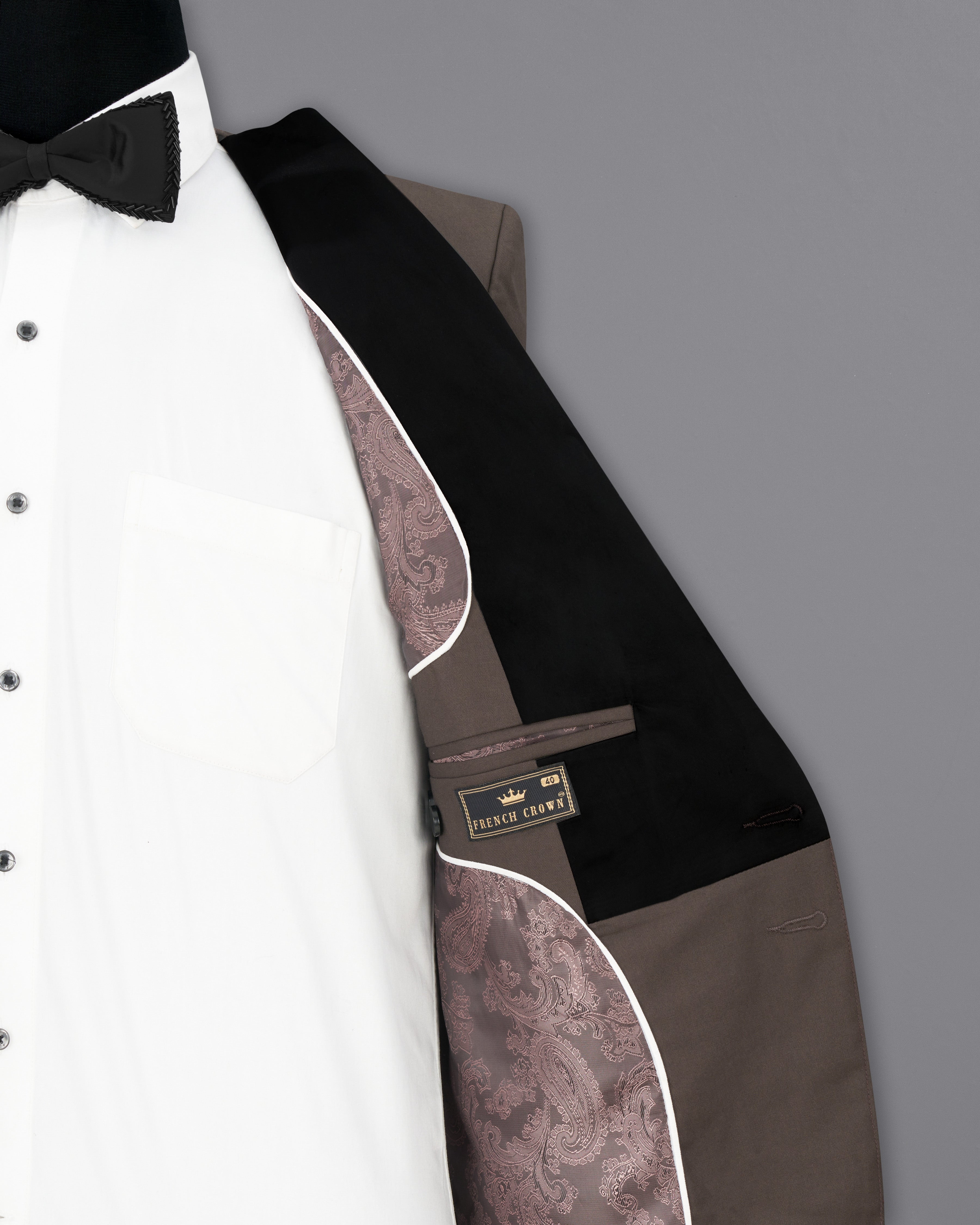 Fuscous Brown Single Breasted Designer Suit ST2535-SB-D85-36, ST2535-SB-D85-38, ST2535-SB-D85-40, ST2535-SB-D85-42, ST2535-SB-D85-44, ST2535-SB-D85-46, ST2535-SB-D85-48, ST2535-SB-D85-50, ST2535-SB-D85-53, ST2535-SB-D85-54, ST2535-SB-D85-56, ST2535-SB-D85-58, ST2535-SB-D85-60