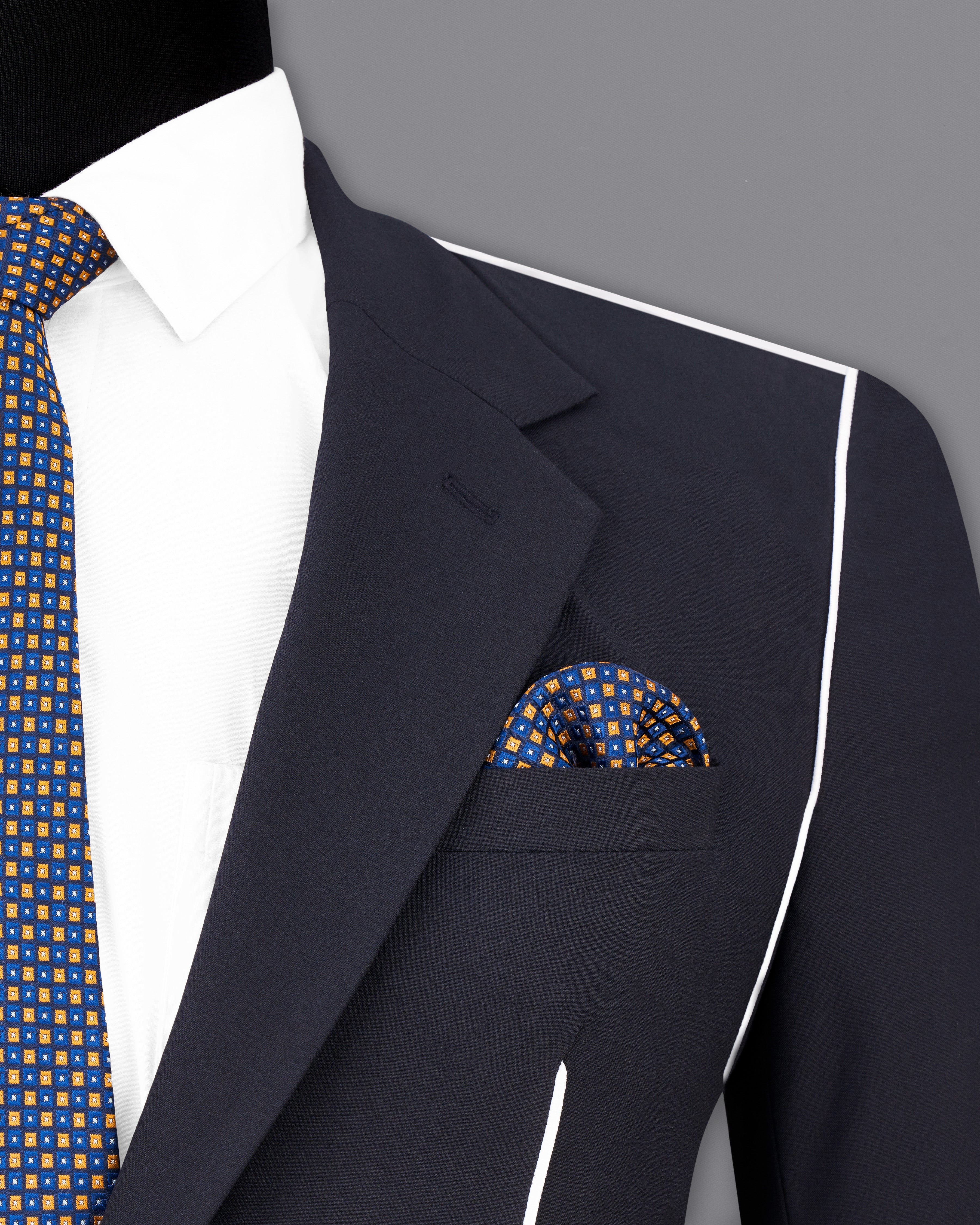 Thunder Blue with White Piping Work Single Breasted Designer Suit ST2541-SB-D248-36, ST2541-SB-D248-38, ST2541-SB-D248-40, ST2541-SB-D248-42, ST2541-SB-D248-44, ST2541-SB-D248-46, ST2541-SB-D248-48, ST2541-SB-D248-50, ST2541-SB-D248-54, ST2541-SB-D248-54, ST2541-SB-D248-56, ST2541-SB-D248-58, ST2541-SB-D248-60