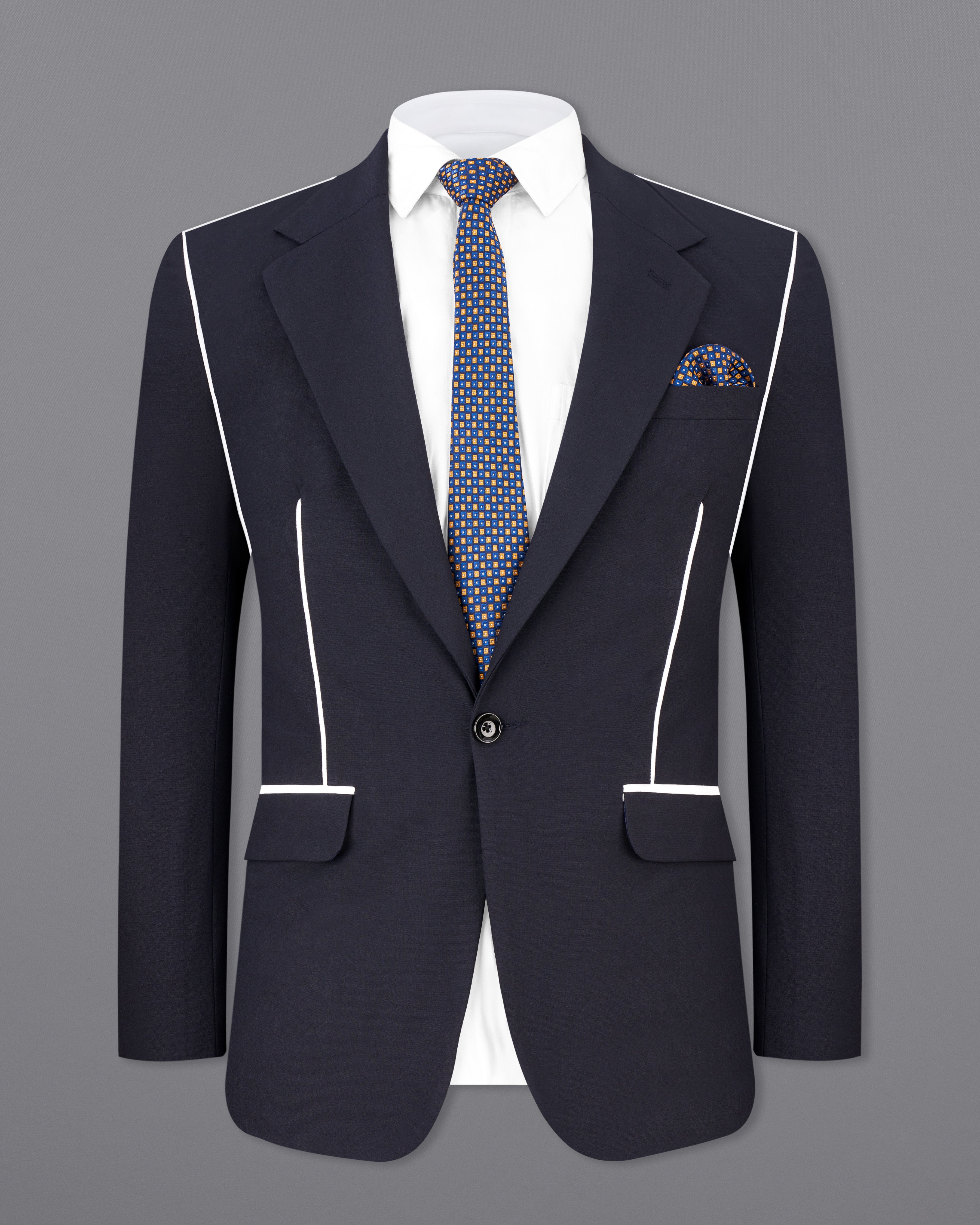 Thunder Blue with White Piping Work Single Breasted Designer Suit ST2541-SB-D248-36, ST2541-SB-D248-38, ST2541-SB-D248-40, ST2541-SB-D248-42, ST2541-SB-D248-44, ST2541-SB-D248-46, ST2541-SB-D248-48, ST2541-SB-D248-50, ST2541-SB-D248-54, ST2541-SB-D248-54, ST2541-SB-D248-56, ST2541-SB-D248-58, ST2541-SB-D248-60