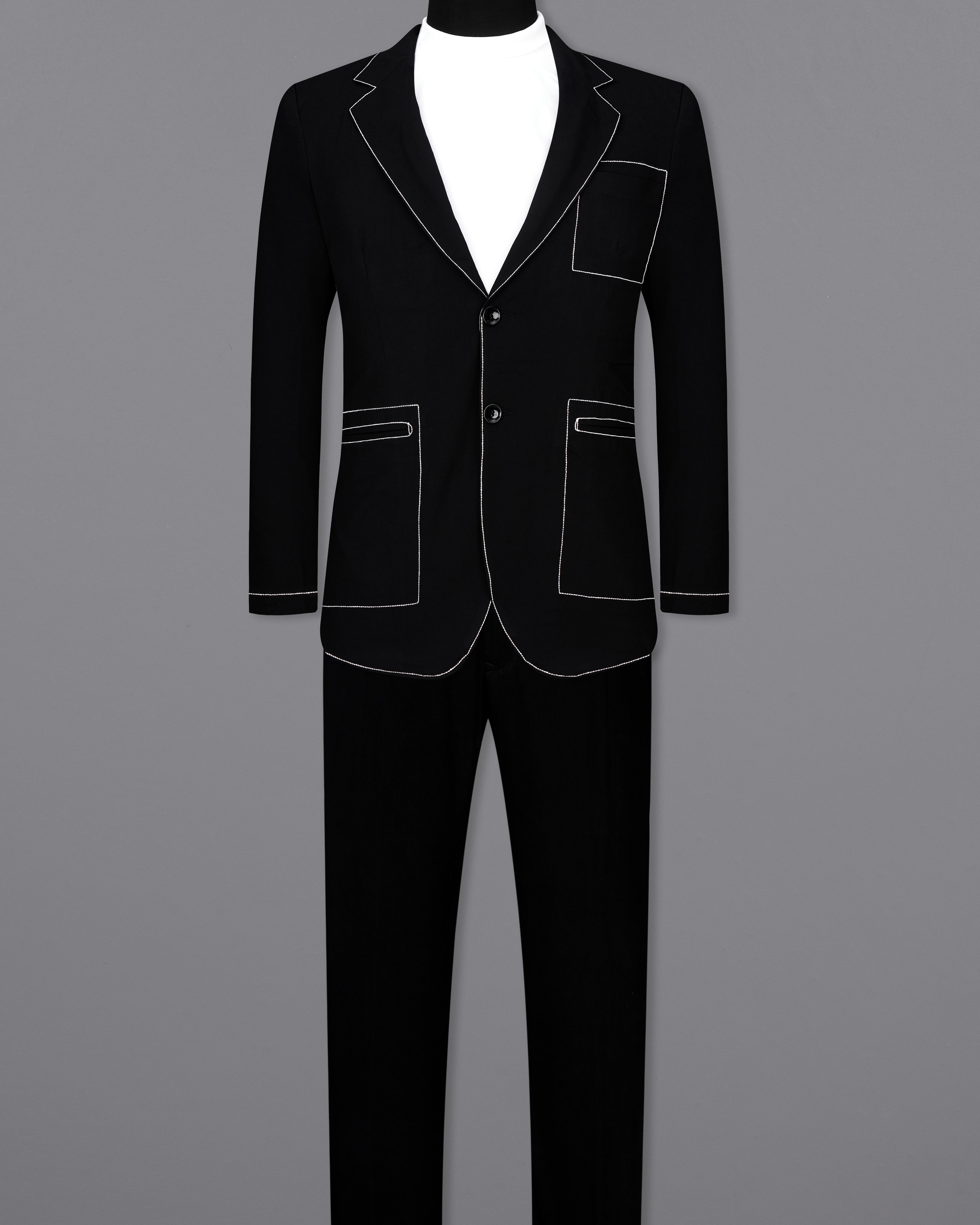 Jade Black with White Threadwork Designer Suit ST2560-SB-D250-36, ST2560-SB-D250-38, ST2560-SB-D250-40, ST2560-SB-D250-42, ST2560-SB-D250-44, ST2560-SB-D250-46, ST2560-SB-D250-48, ST2560-SB-D250-50, ST2560-SB-D250-56, ST2560-SB-D250-54, ST2560-SB-D250-56, ST2560-SB-D250-58, ST2560-SB-D250-60