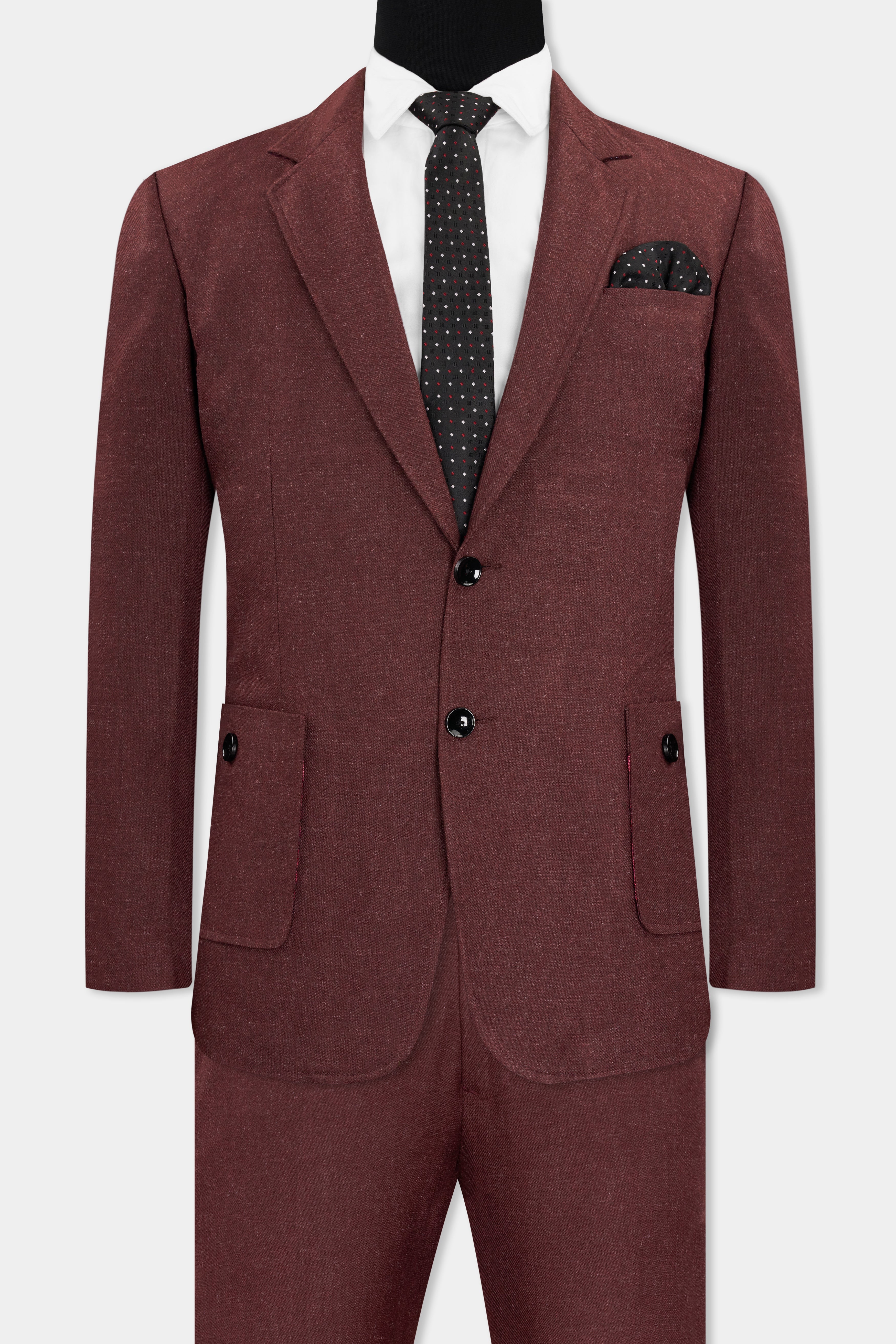 Noir Maroon Tweed Single Breasted Designer Suit ST2732-SB-PP-D150-36, ST2732-SB-PP-D150-38, ST2732-SB-PP-D150-40, ST2732-SB-PP-D150-42, ST2732-SB-PP-D150-44, ST2732-SB-PP-D150-46, ST2732-SB-PP-D150-48, ST2732-SB-PP-D150-50, ST2732-SB-PP-D150-52, ST2732-SB-PP-D150-54, ST2732-SB-PP-D150-56, ST2732-SB-PP-D150-58, ST2732-SB-PP-D150-60